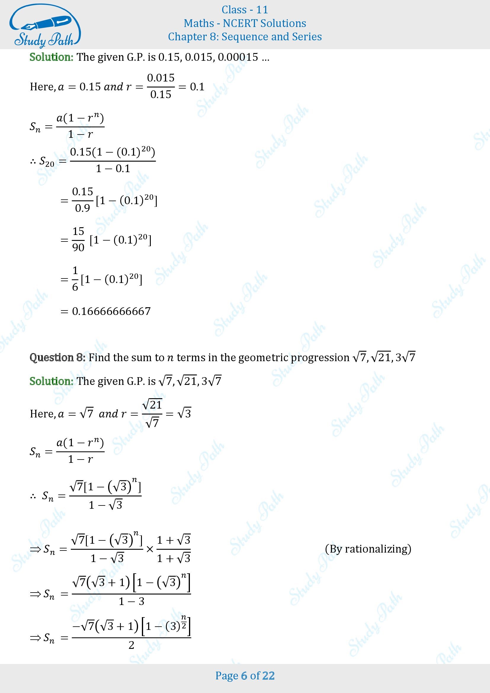 NCERT Solutions for Class 11 Maths Chapter 8 Sequences and Series Exercise 8.2 00006