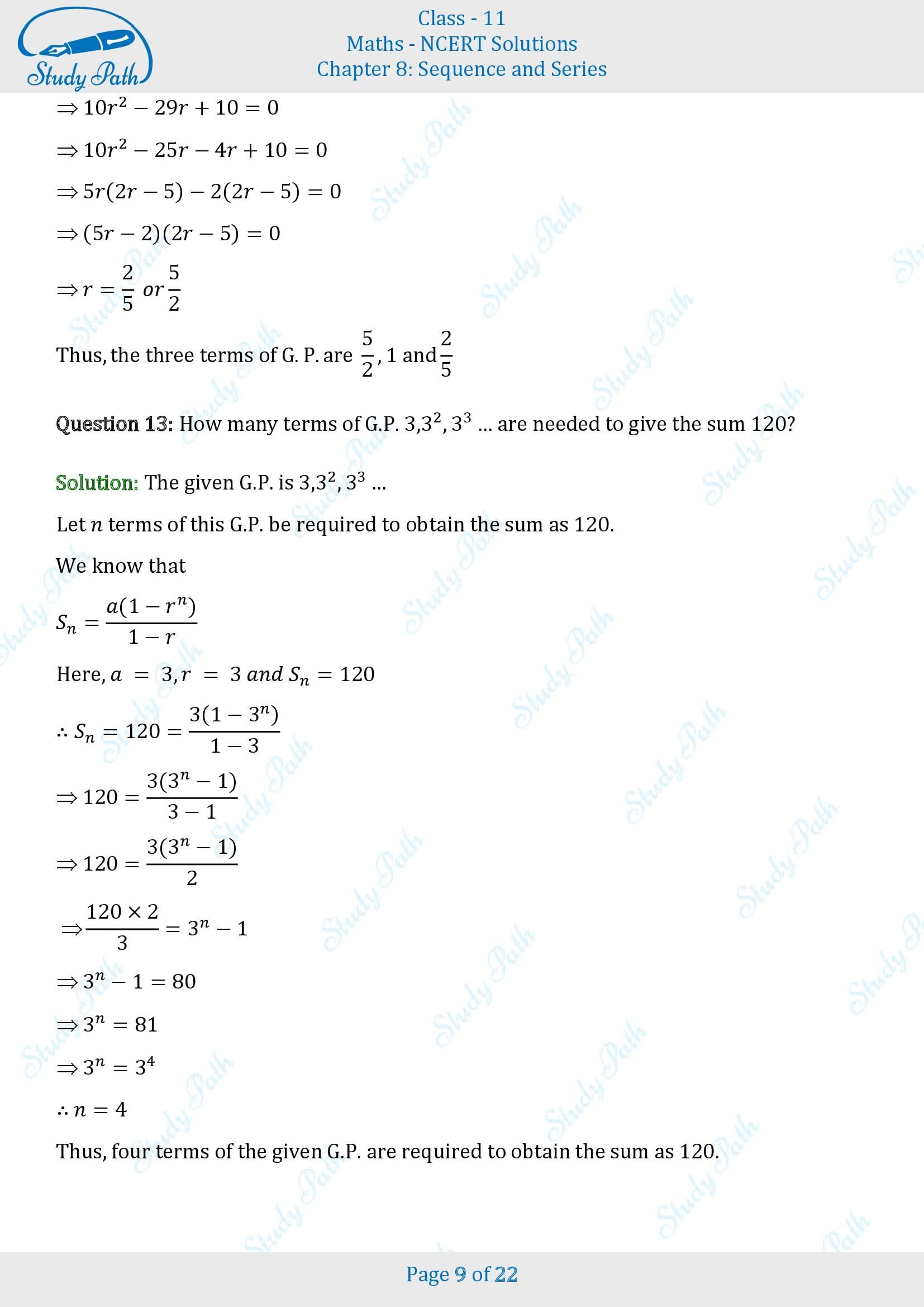 NCERT Solutions for Class 11 Maths Chapter 8 Sequences and Series Exercise 8.2 00009