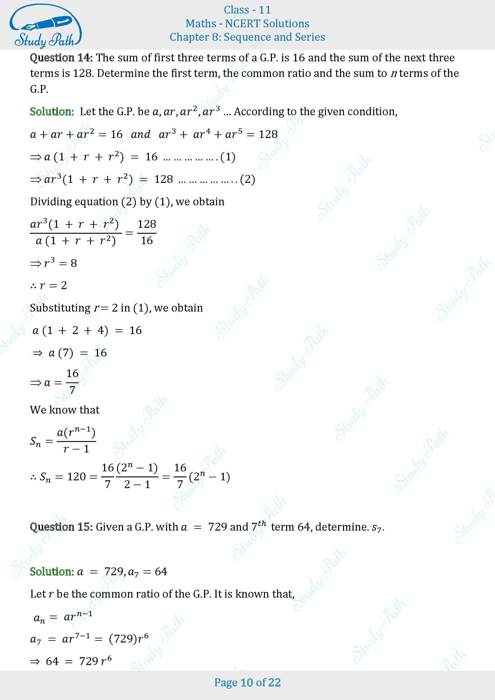 NCERT Solutions for Class 11 Maths Chapter 8 Sequences and Series Exercise 8.2 00010