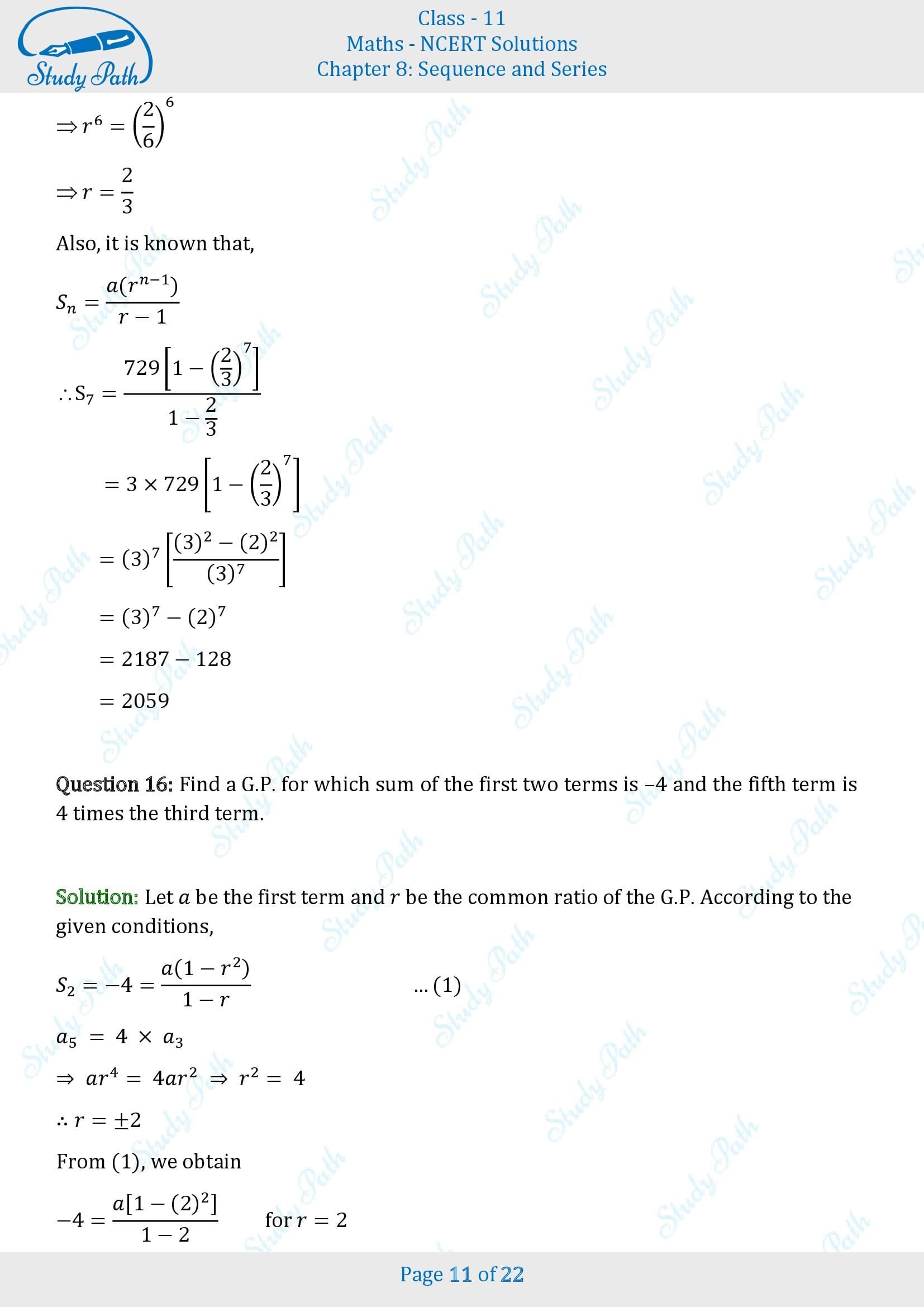 NCERT Solutions for Class 11 Maths Chapter 8 Sequences and Series Exercise 8.2 00011