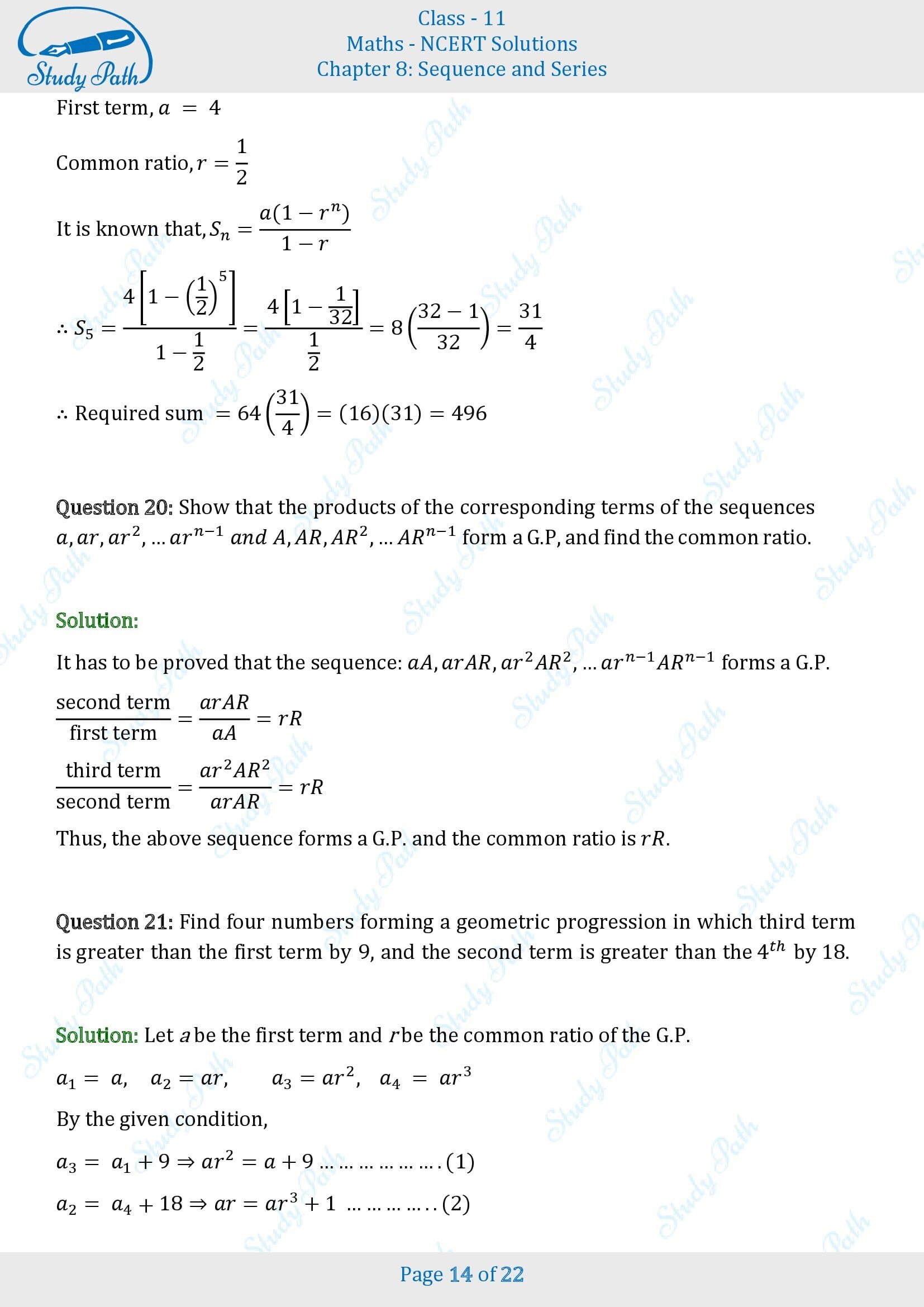 NCERT Solutions for Class 11 Maths Chapter 8 Sequences and Series Exercise 8.2 00014