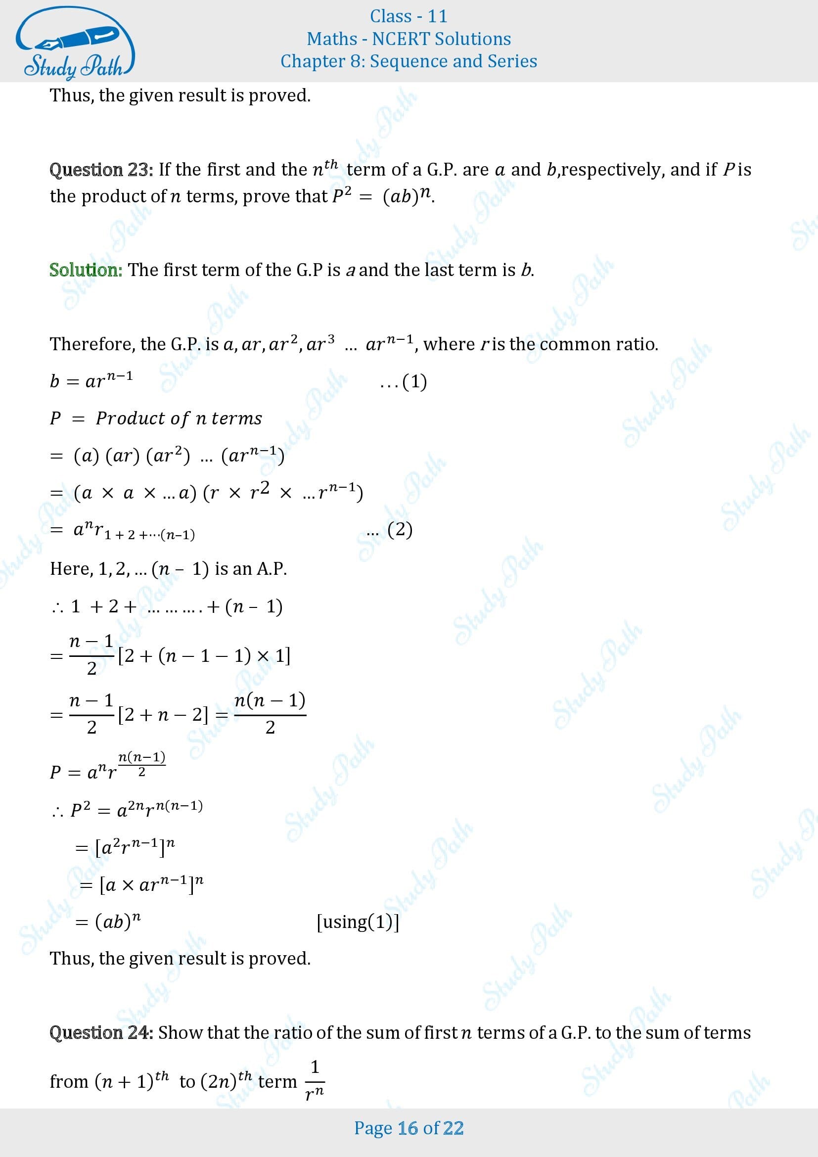 NCERT Solutions for Class 11 Maths Chapter 8 Sequences and Series Exercise 8.2 00016