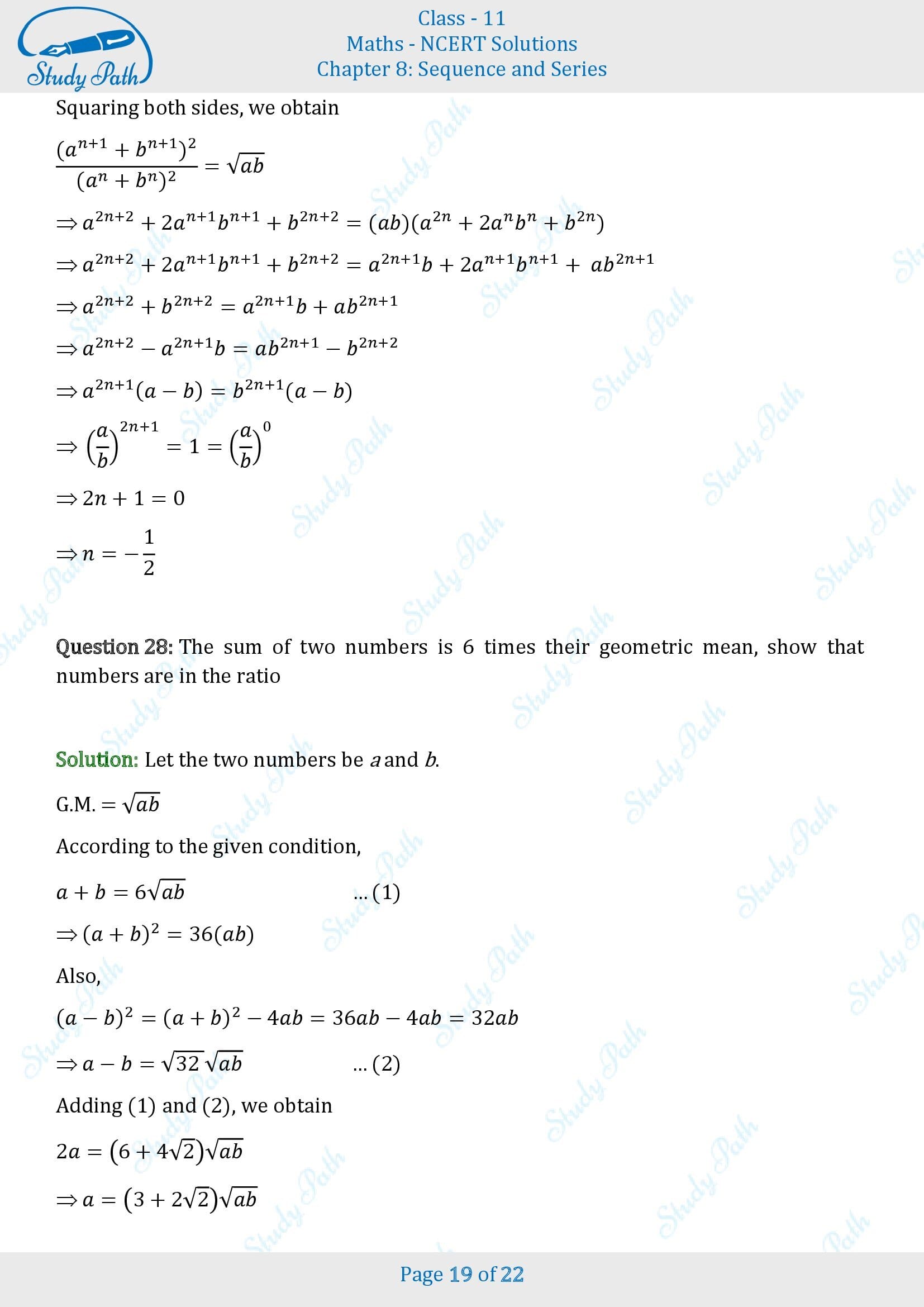 NCERT Solutions for Class 11 Maths Chapter 8 Sequences and Series Exercise 8.2 00019