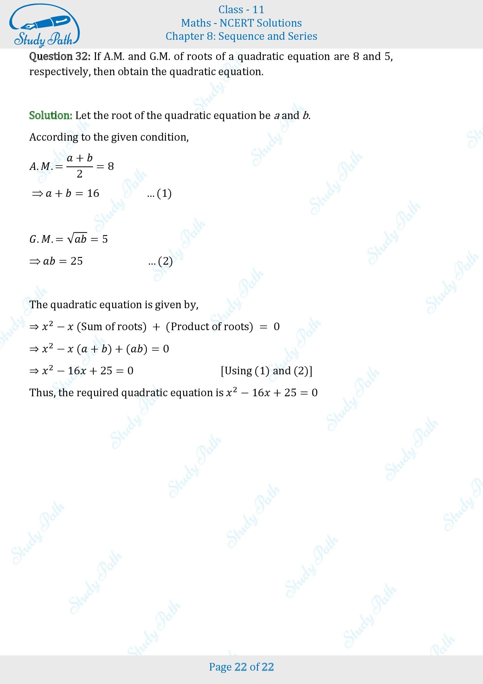 NCERT Solutions for Class 11 Maths Chapter 8 Sequences and Series Exercise 8.2 00022