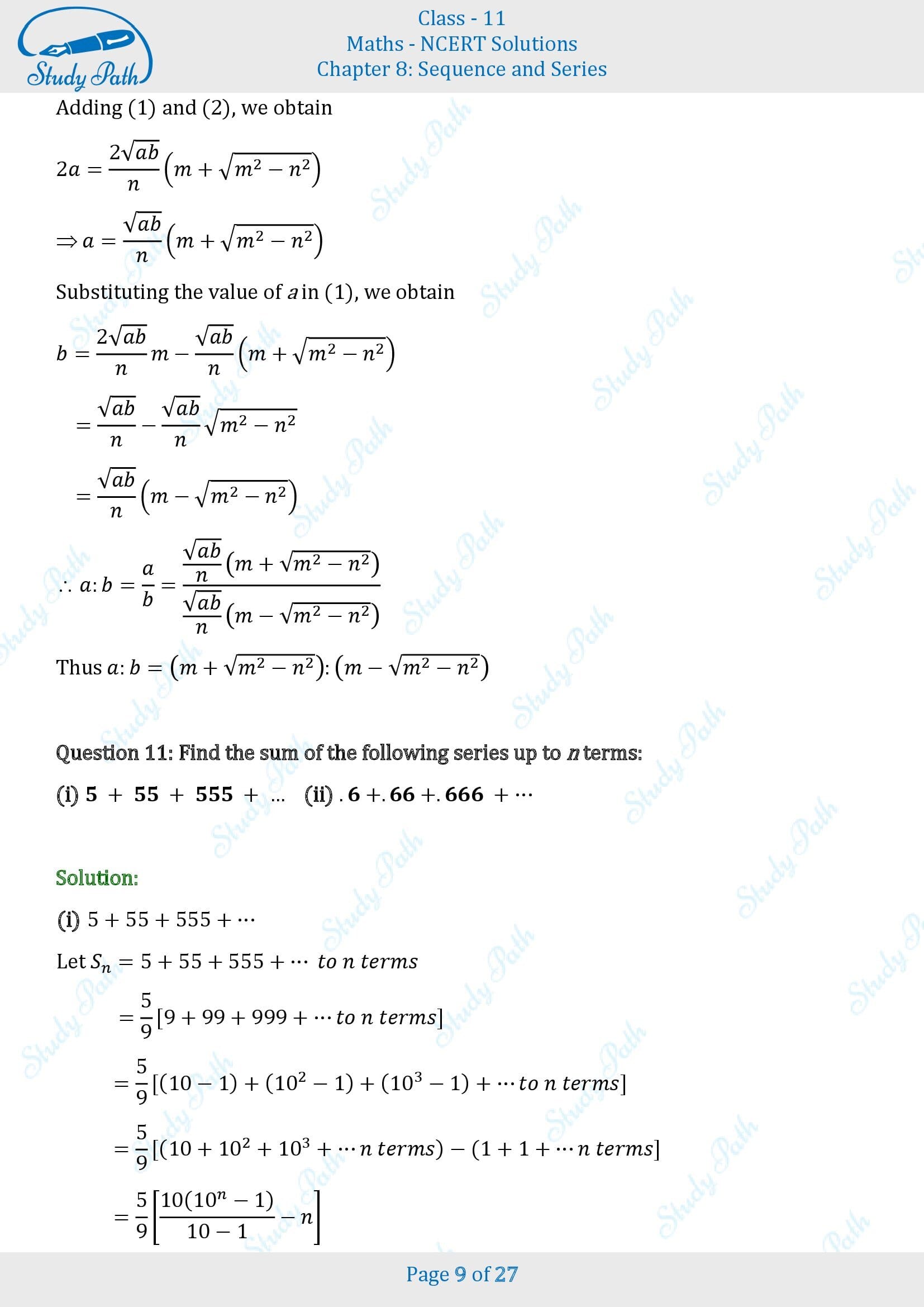 NCERT Solutions for Class 11 Maths Chapter 8 Sequences and Series Miscellaneous 8 00009