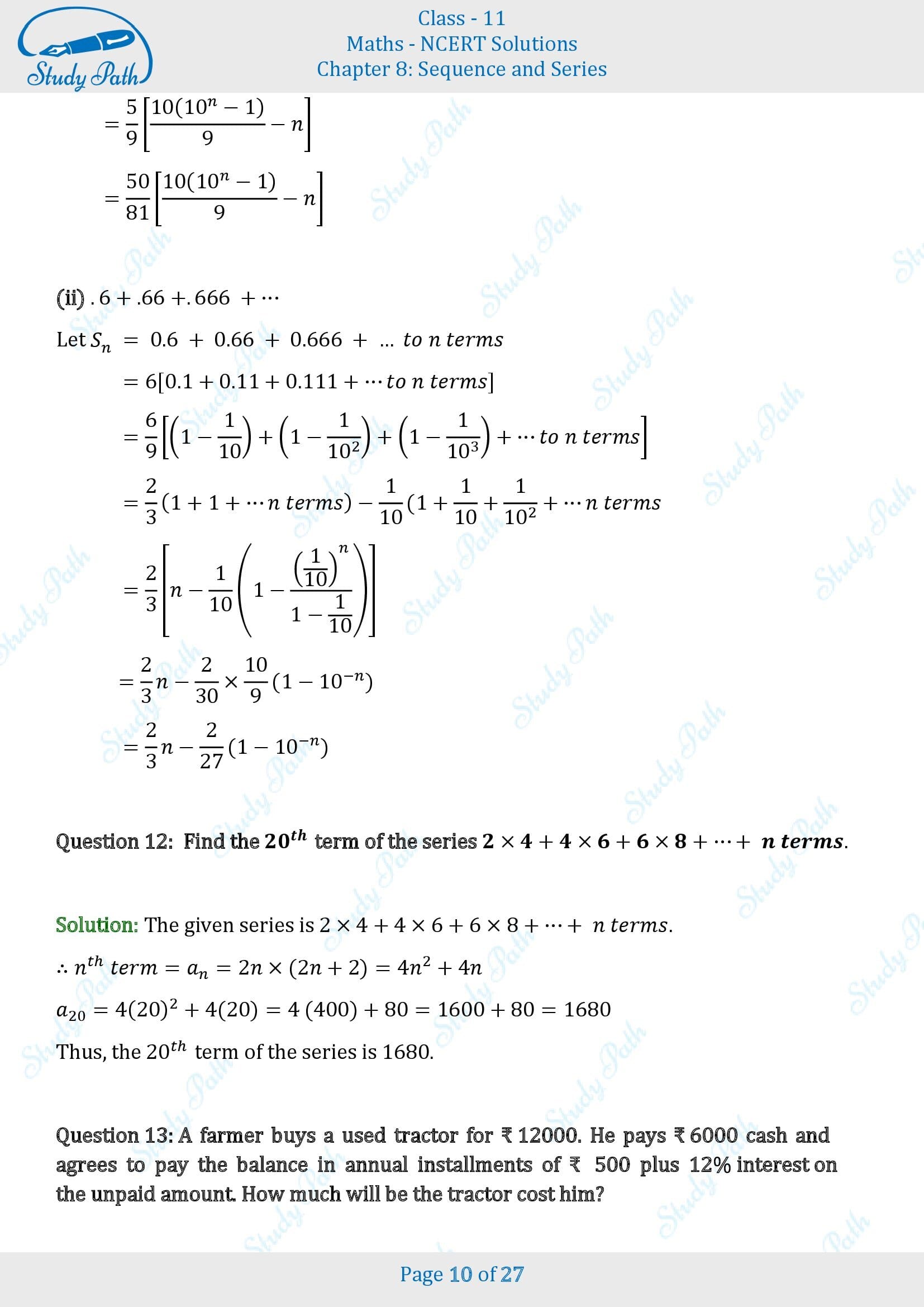 NCERT Solutions for Class 11 Maths Chapter 8 Sequences and Series Miscellaneous 8 00010