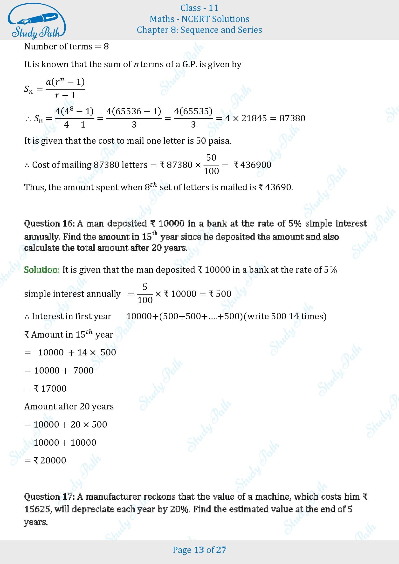 NCERT Solutions for Class 11 Maths Chapter 8 Sequences and Series Miscellaneous 8 00013