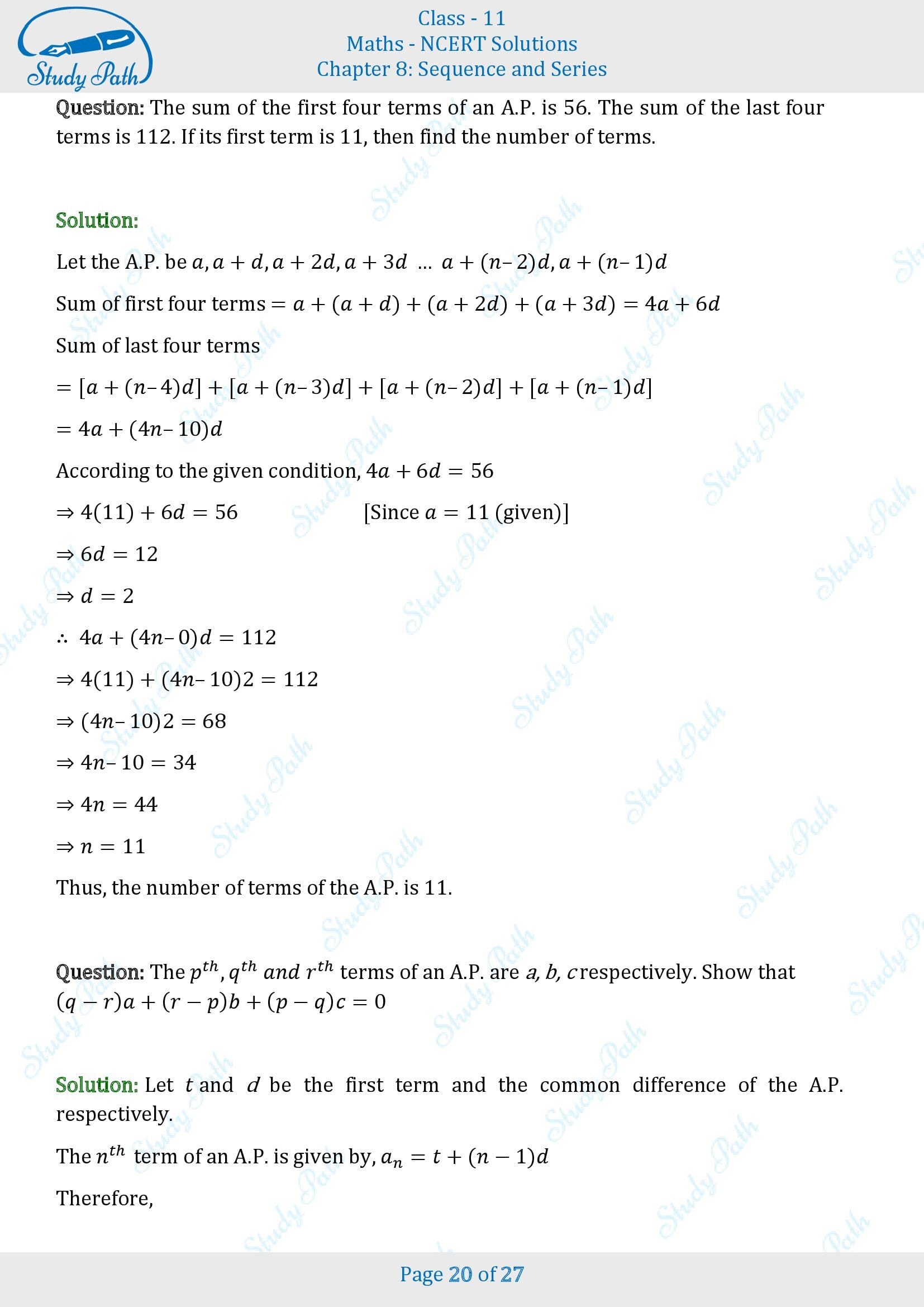 NCERT Solutions for Class 11 Maths Chapter 8 Sequences and Series Miscellaneous 8 00020