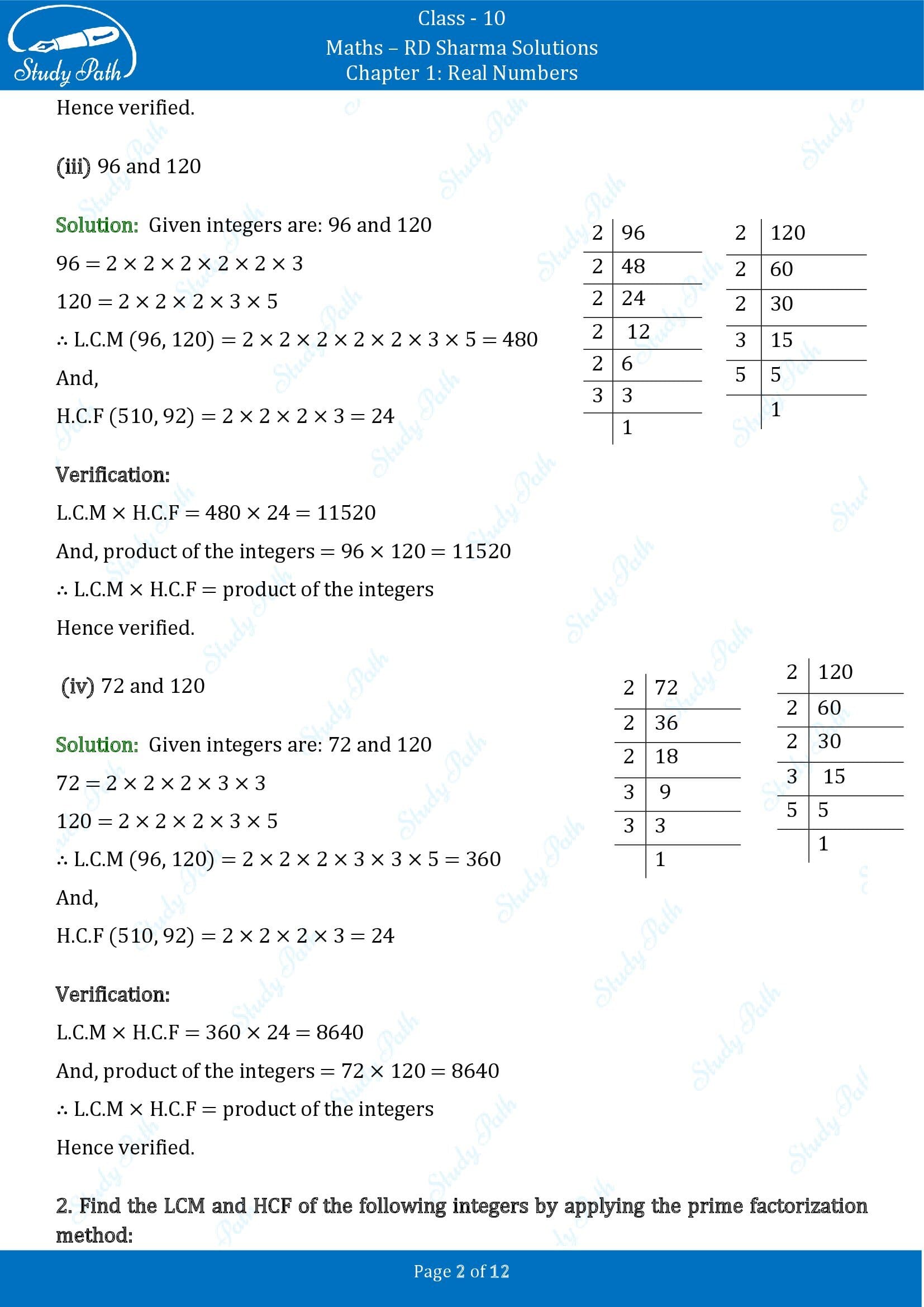 RD Sharma Solutions Class 10 Chapter 1 Real Numbers Exercise 1.2 002