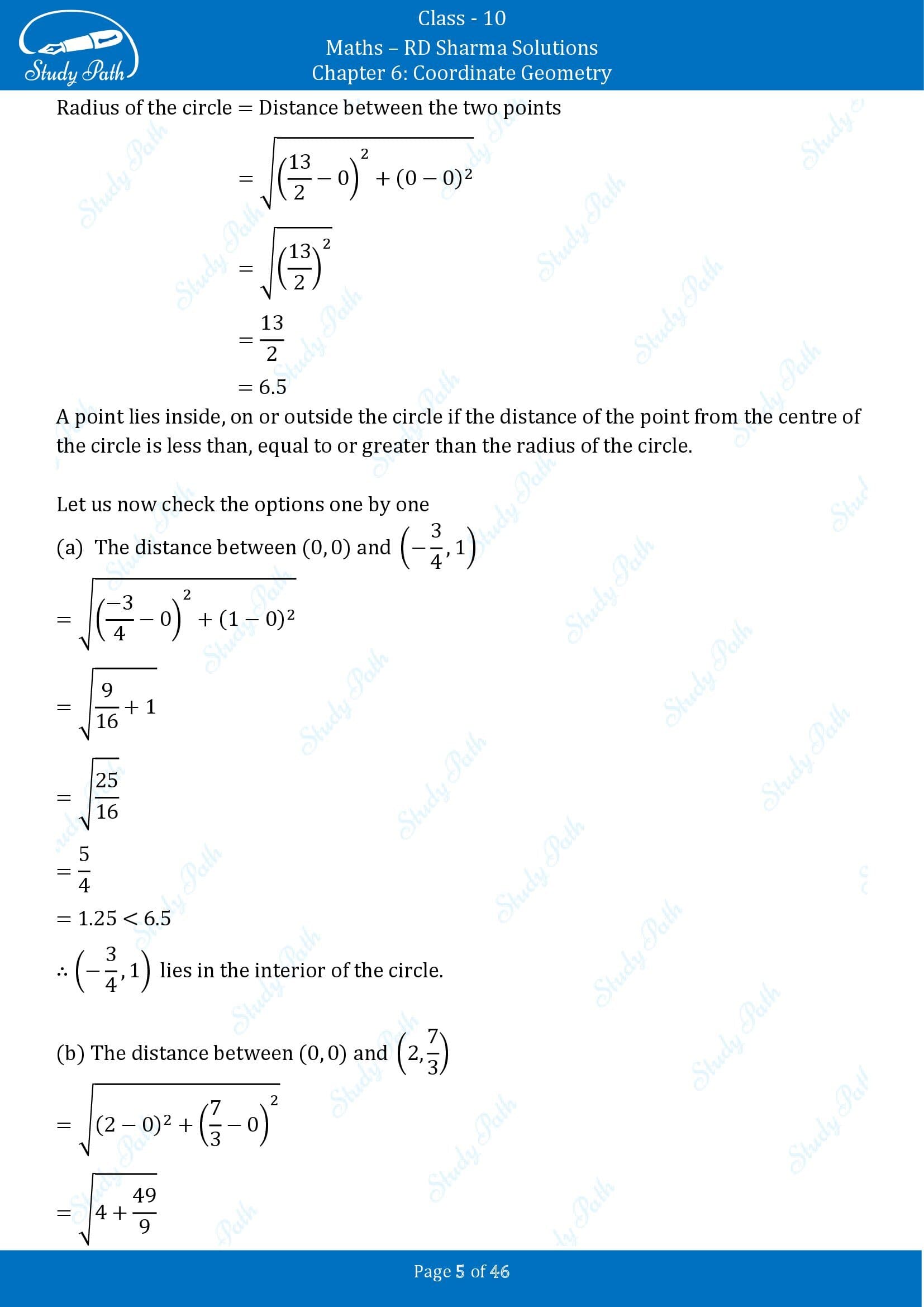 RD Sharma Solutions Class 10 Chapter 6 Coordinate Geometry Multiple Choice Questions MCQs 00005