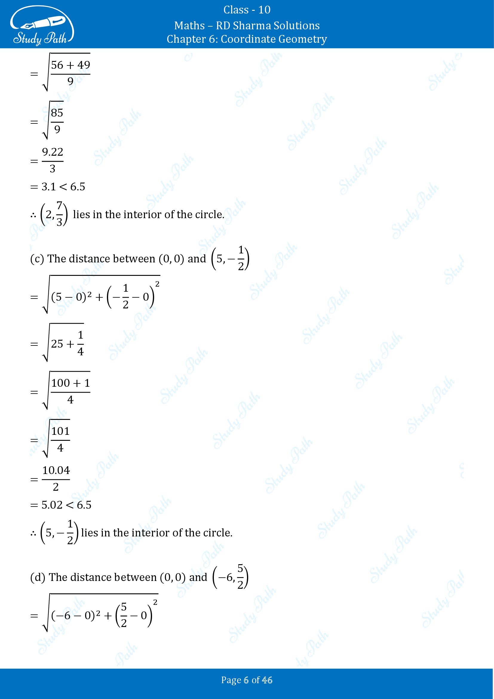 RD Sharma Solutions Class 10 Chapter 6 Coordinate Geometry Multiple Choice Questions MCQs 00006