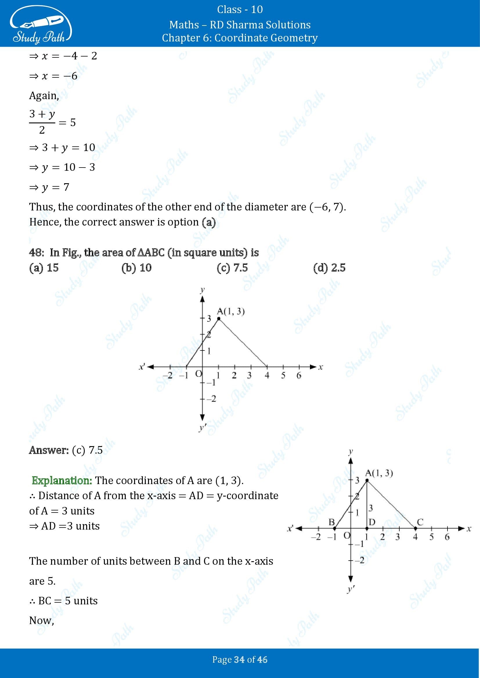 RD Sharma Solutions Class 10 Chapter 6 Coordinate Geometry Multiple Choice Questions MCQs 00034