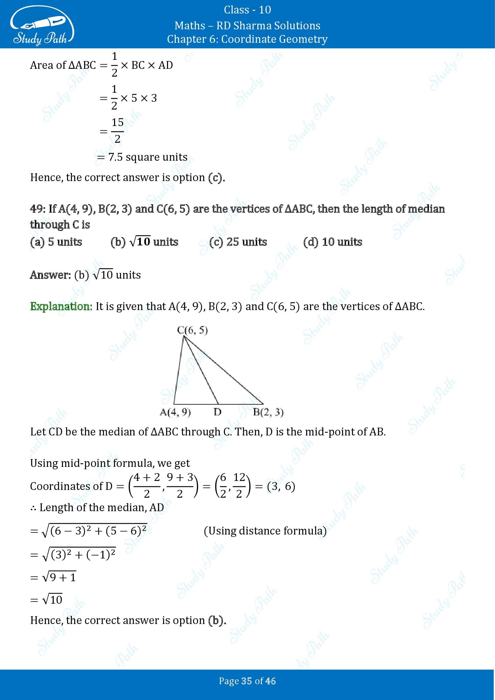 RD Sharma Solutions Class 10 Chapter 6 Coordinate Geometry Multiple Choice Questions MCQs 00035