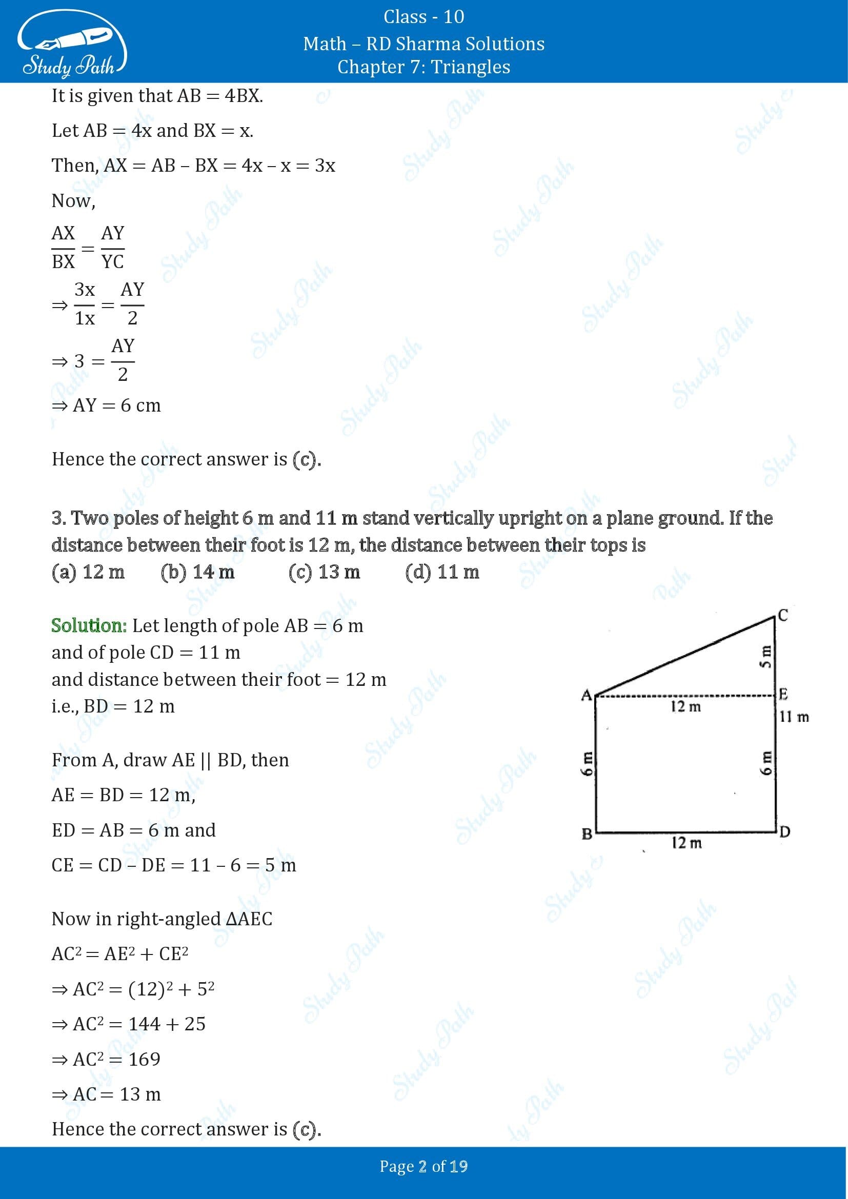 RD Sharma Solutions Class 10 Chapter 7 Triangles Multiple Choice Questions MCQs 00002