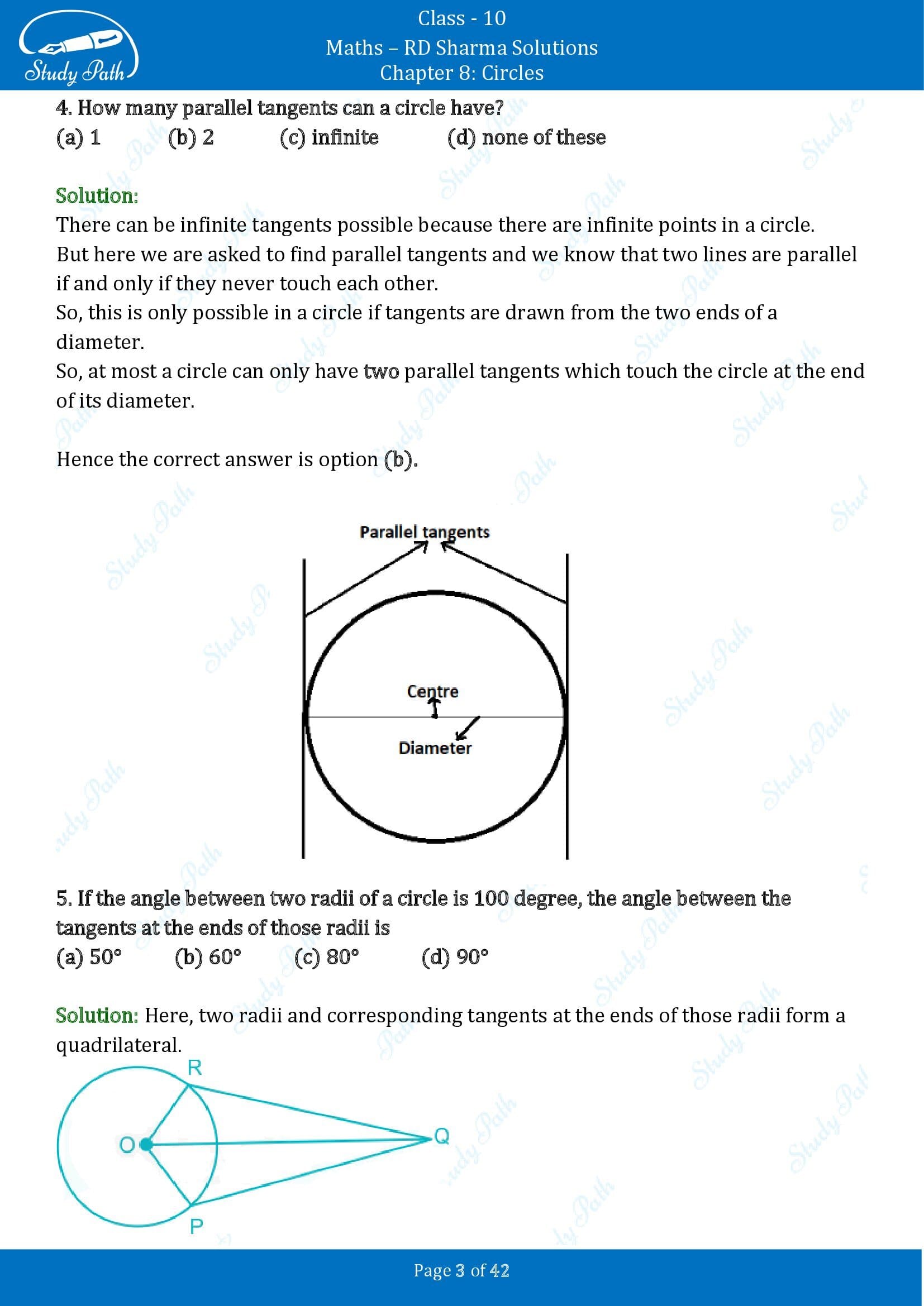 RD Sharma Solutions Class 10 Chapter 8 Circles Multiple Choice Questions MCQs 00003