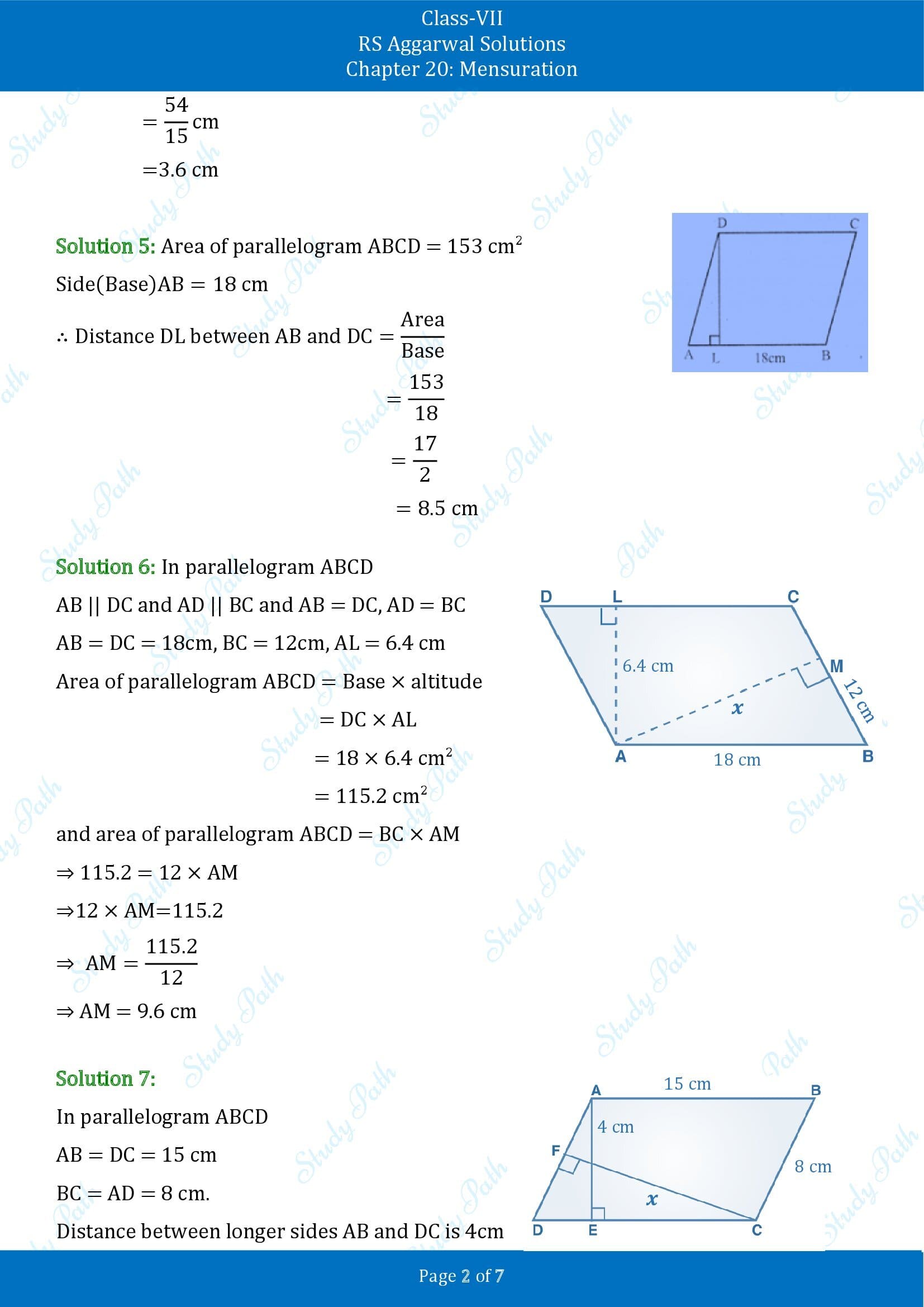 RS Aggarwal Solutions Class 7 Chapter 20 Mensuration Exercise 20C 00002