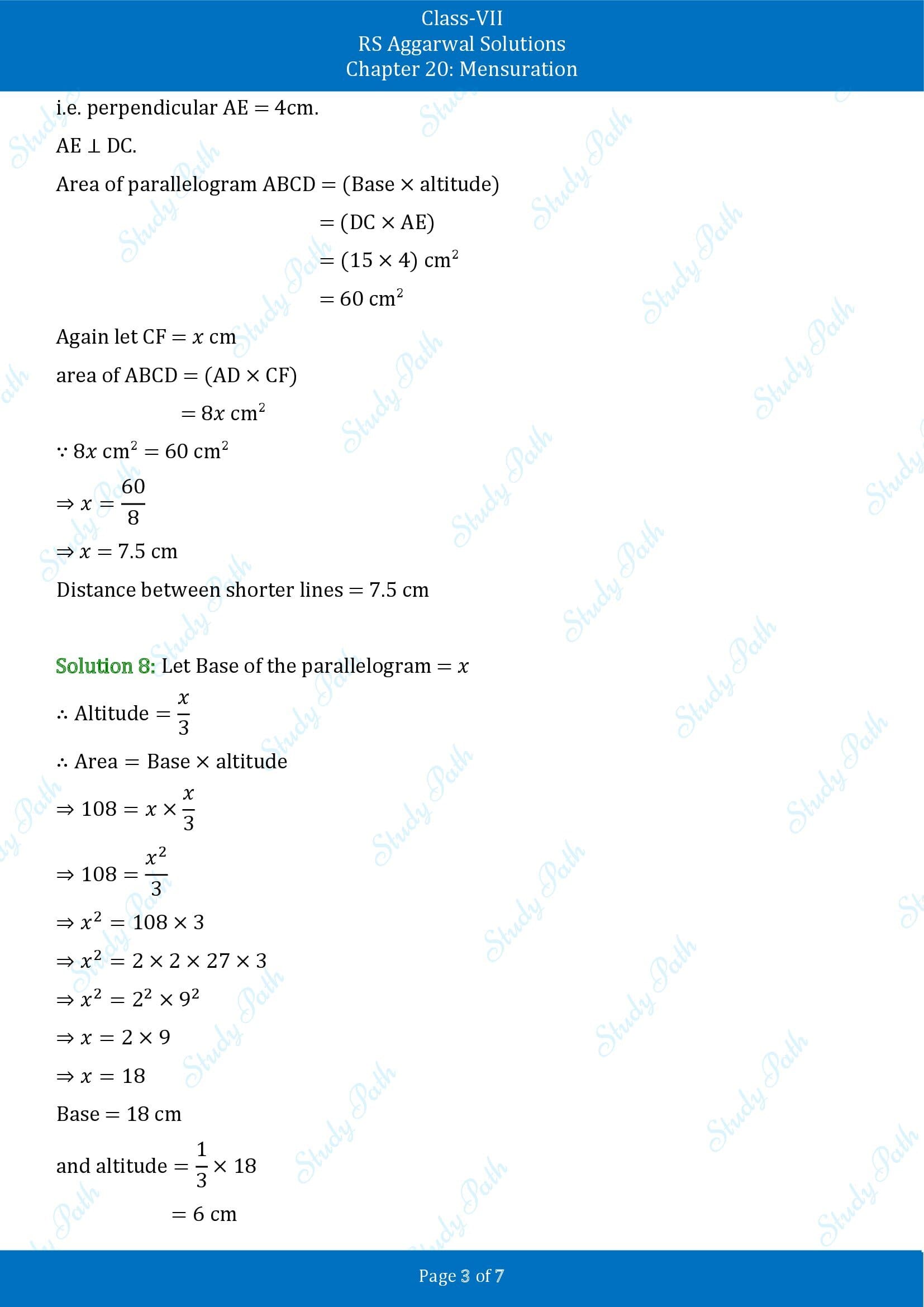 RS Aggarwal Solutions Class 7 Chapter 20 Mensuration Exercise 20C 00003