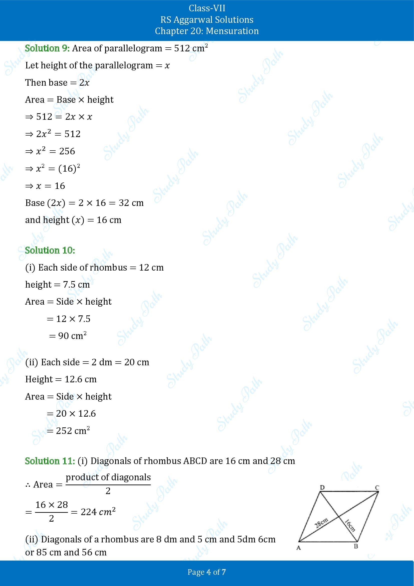 RS Aggarwal Solutions Class 7 Chapter 20 Mensuration Exercise 20C 00004