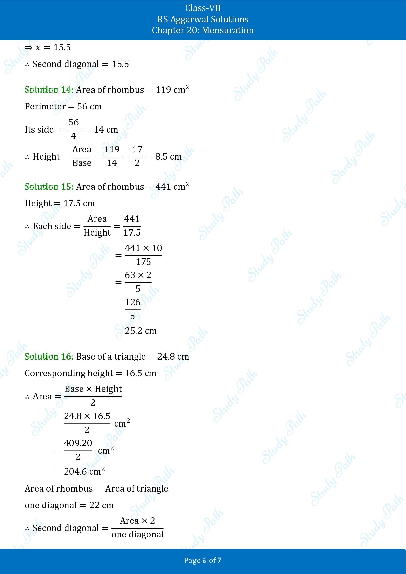 RS Aggarwal Solutions Class 7 Chapter 20 Mensuration Exercise 20C 00006