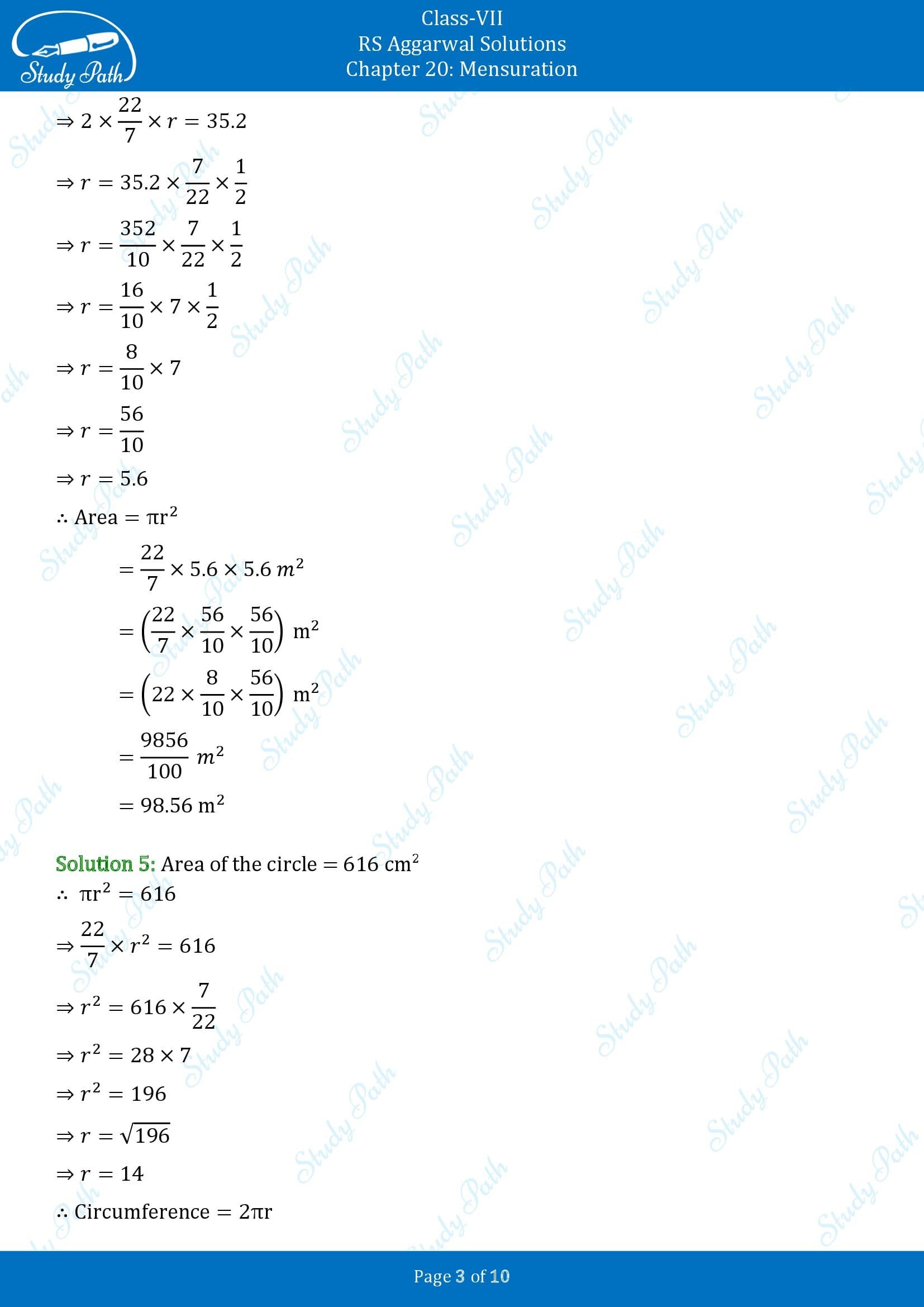 RS Aggarwal Solutions Class 7 Chapter 20 Mensuration Exercise 20F 00003