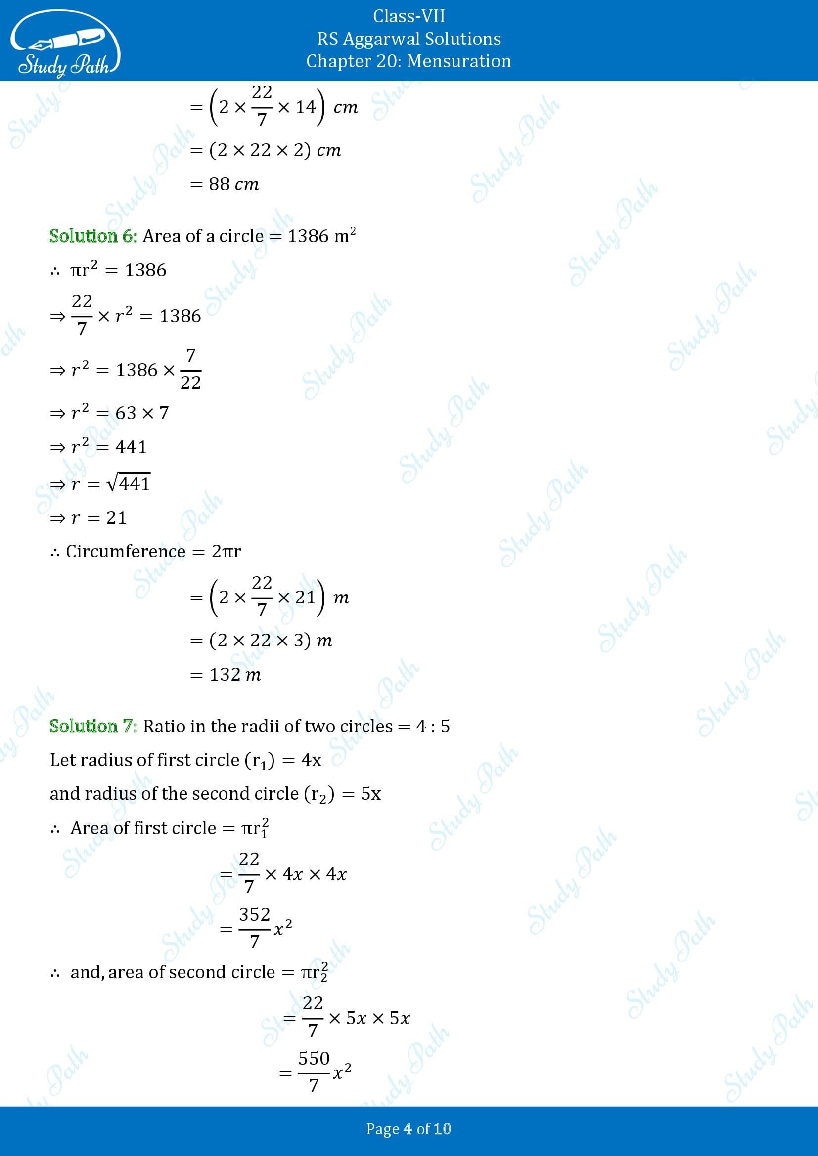 RS Aggarwal Solutions Class 7 Chapter 20 Mensuration Exercise 20F 00004