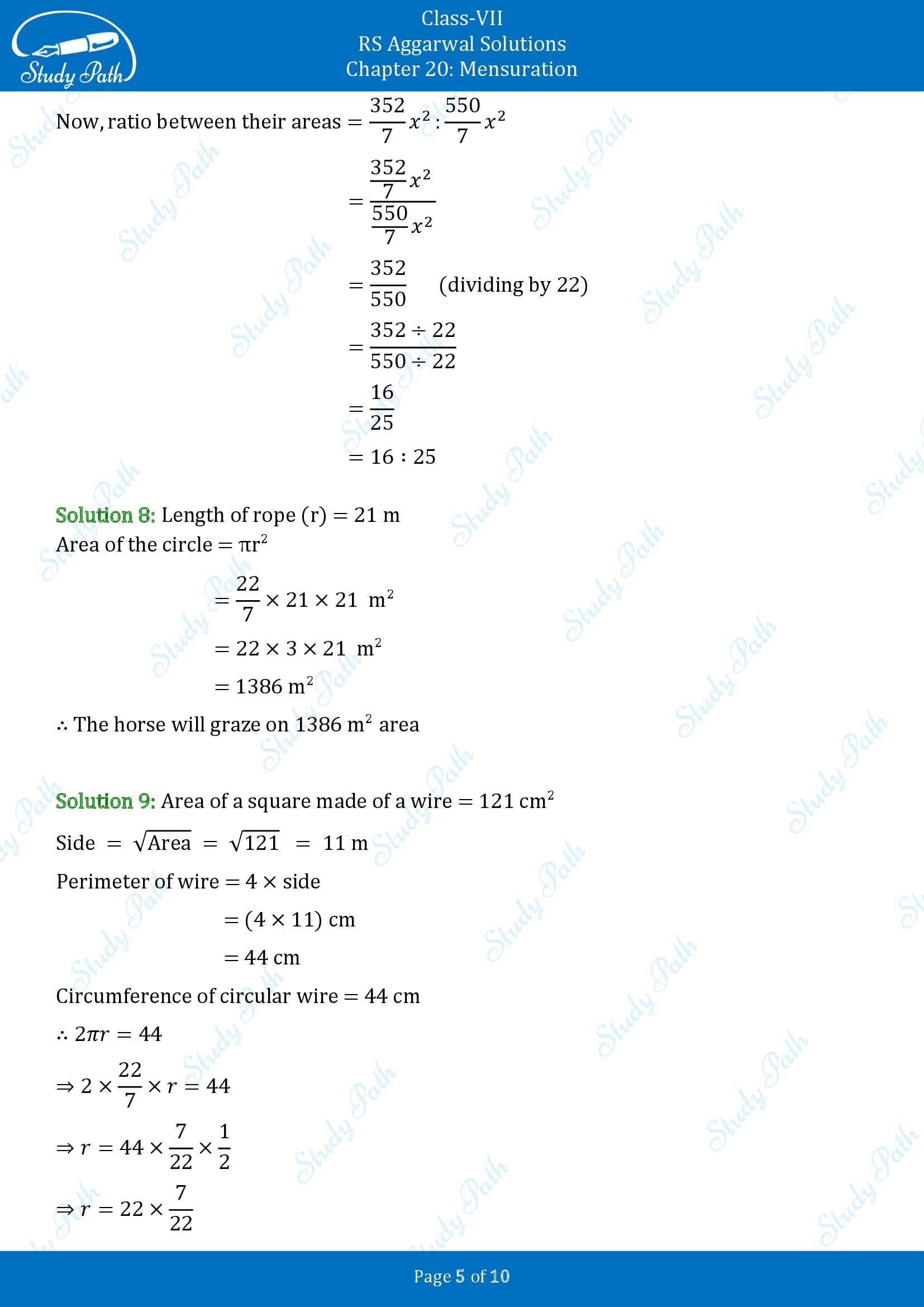 RS Aggarwal Solutions Class 7 Chapter 20 Mensuration Exercise 20F 00005