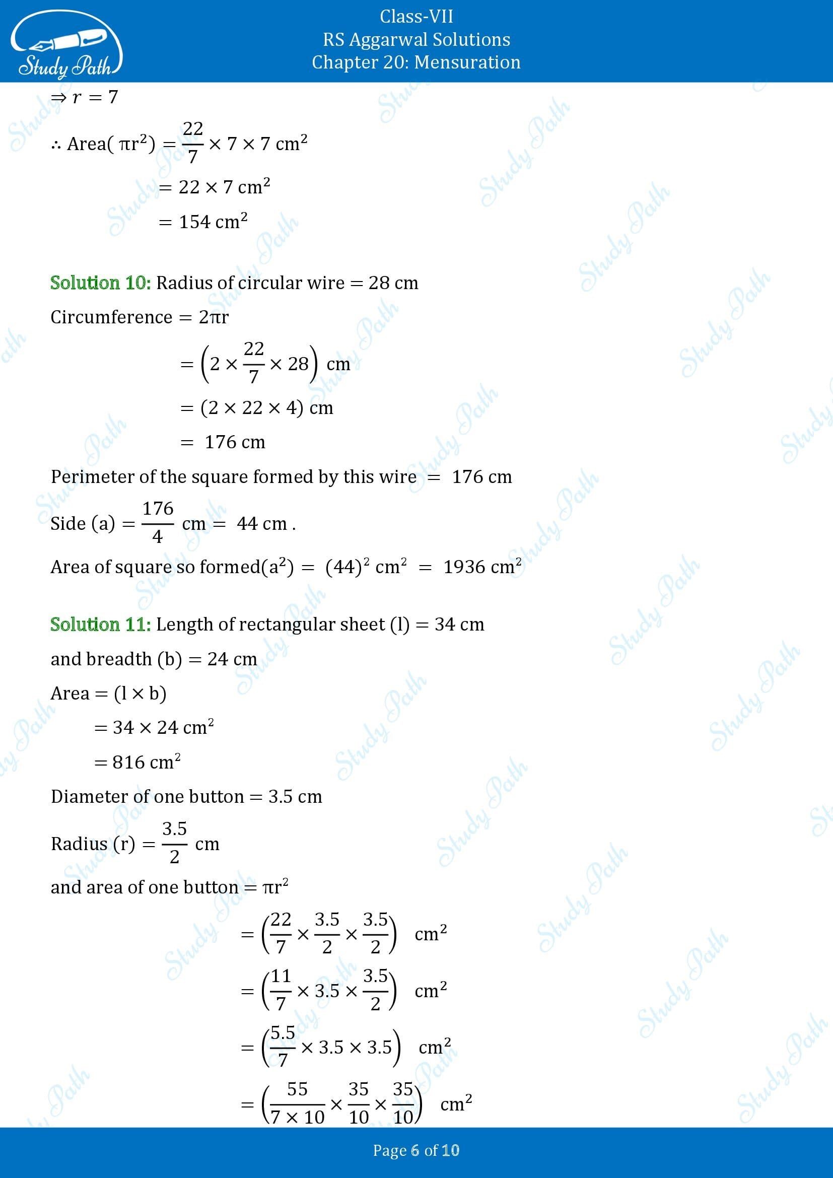 RS Aggarwal Solutions Class 7 Chapter 20 Mensuration Exercise 20F 00006