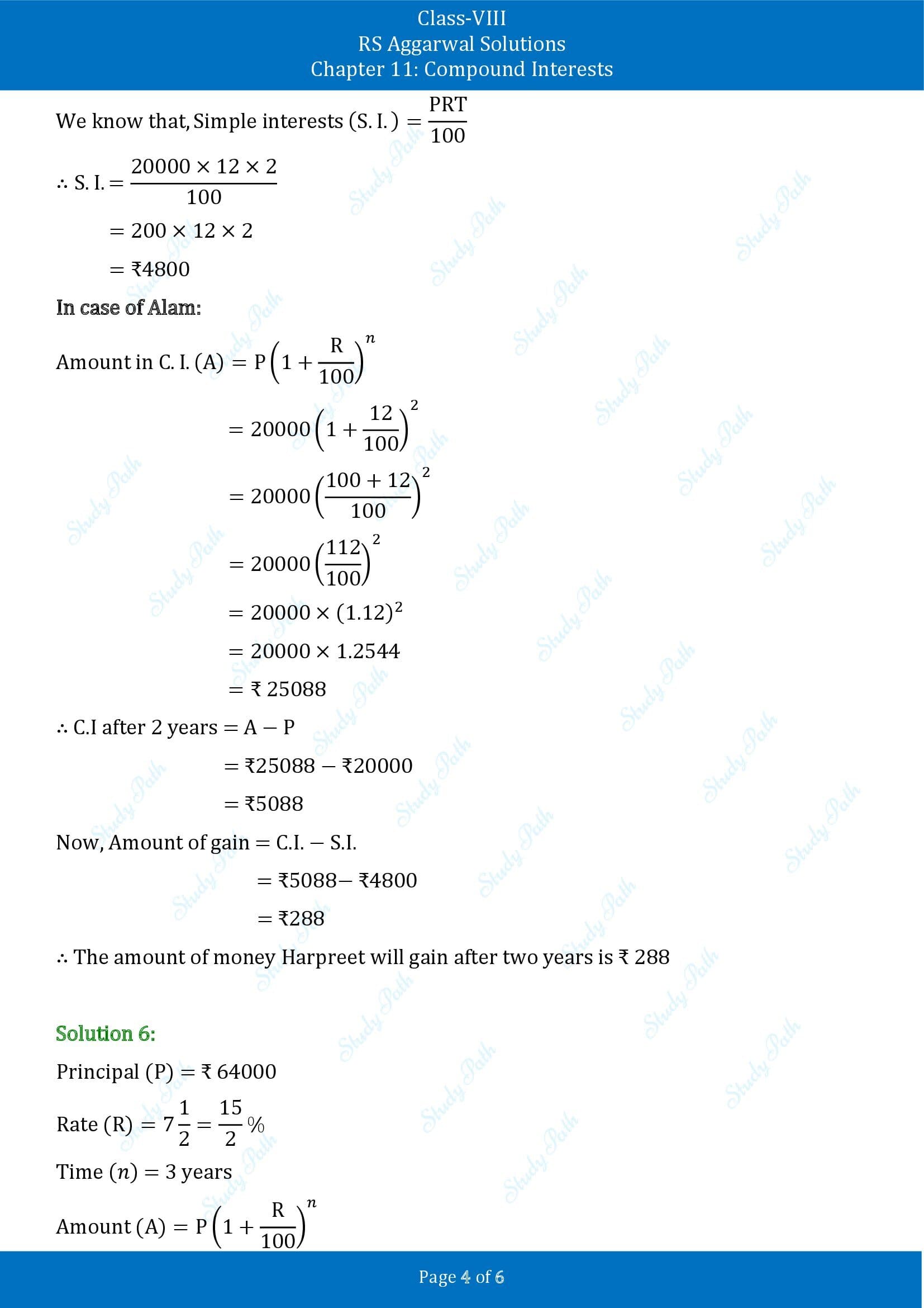 RS Aggarwal Solutions Class 8 Chapter 11 Compound Interests Exercise 11A 00004