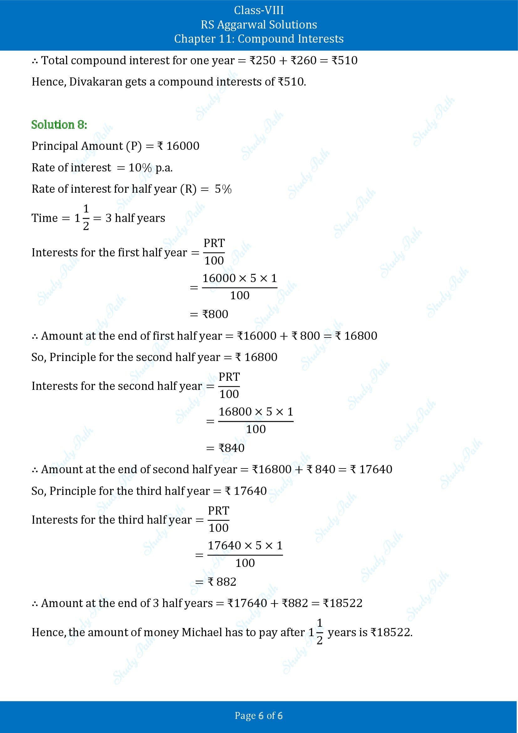 RS Aggarwal Solutions Class 8 Chapter 11 Compound Interests Exercise 11A 00006