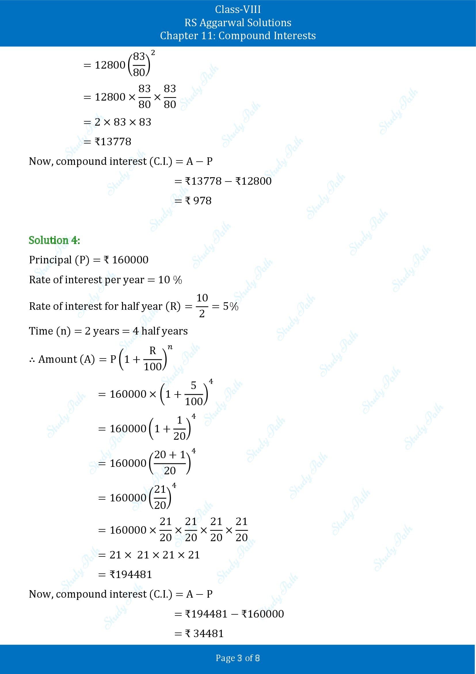 RS Aggarwal Solutions Class 8 Chapter 11 Compound Interests Exercise 11C 00003