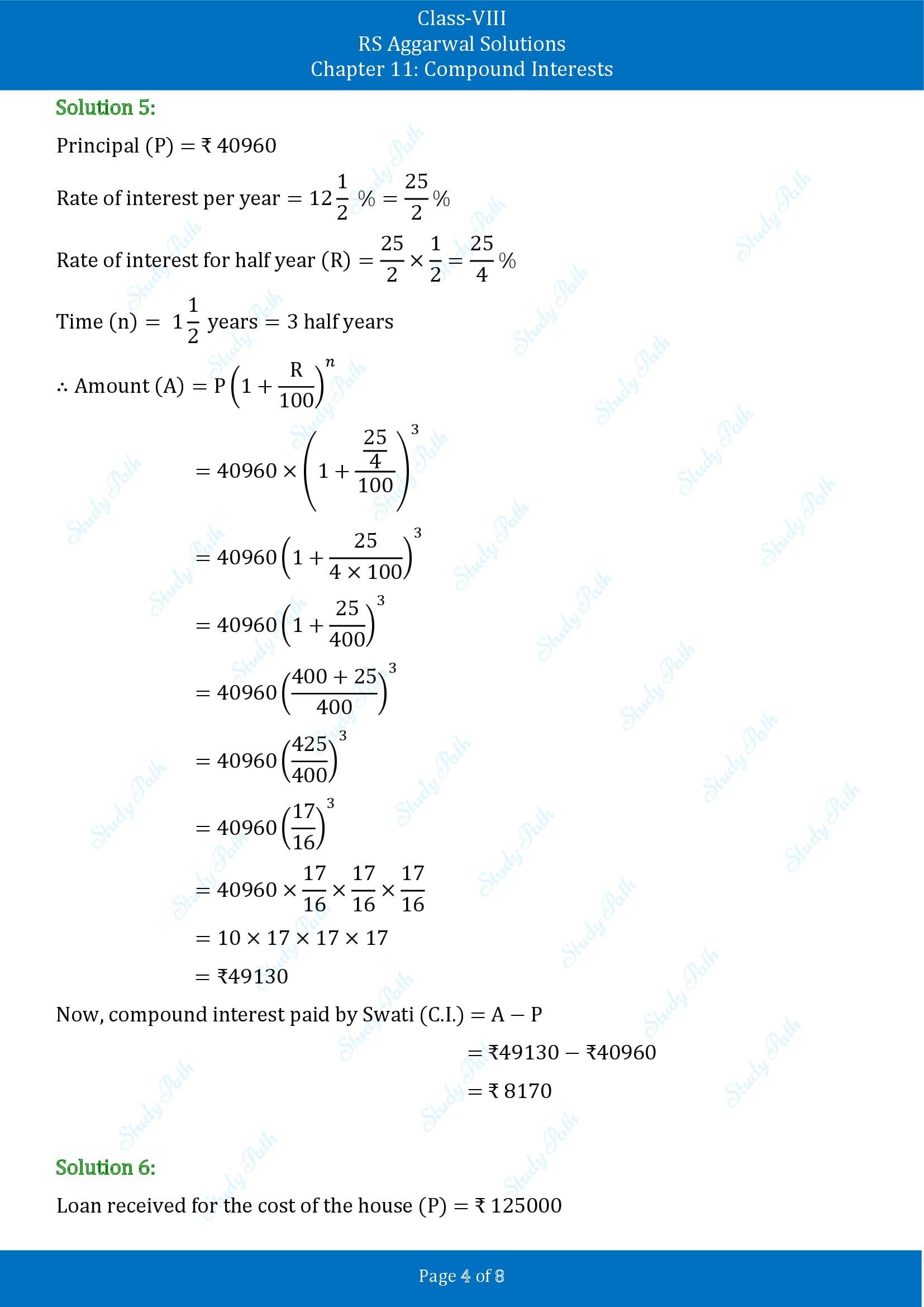 RS Aggarwal Solutions Class 8 Chapter 11 Compound Interests Exercise 11C 00004