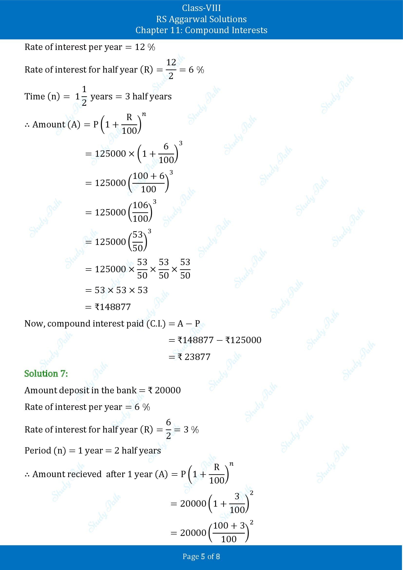 RS Aggarwal Solutions Class 8 Chapter 11 Compound Interests Exercise 11C 00005