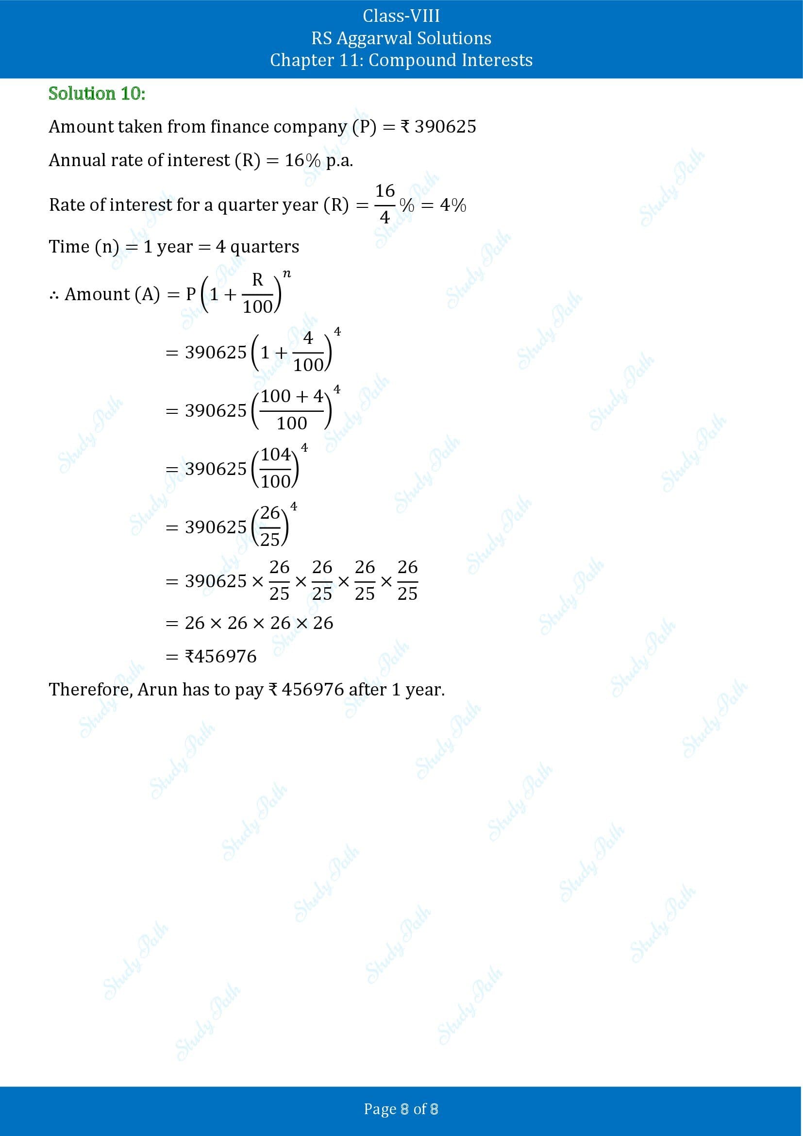 RS Aggarwal Solutions Class 8 Chapter 11 Compound Interests Exercise 11C 00008