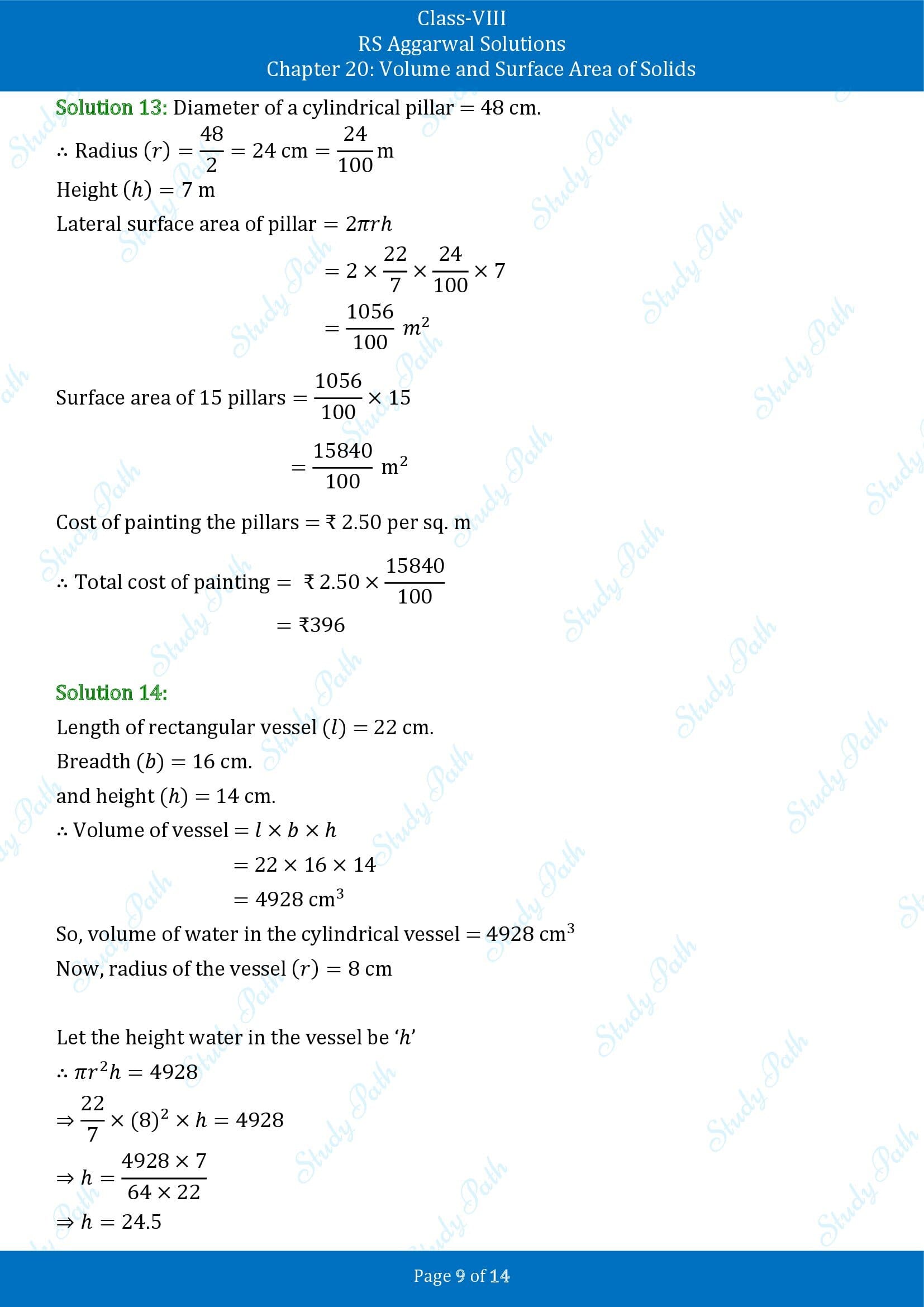 RS Aggarwal Solutions Class 8 Chapter 20 Volume and Surface Area of Solids Exercise 20B 00009