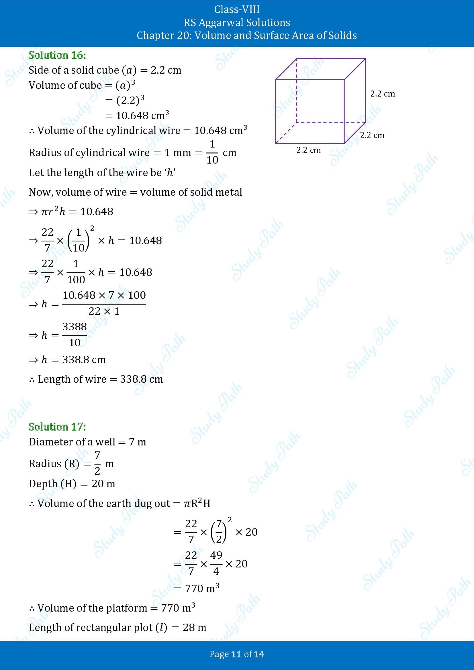 RS Aggarwal Solutions Class 8 Chapter 20 Volume and Surface Area of Solids Exercise 20B 00011