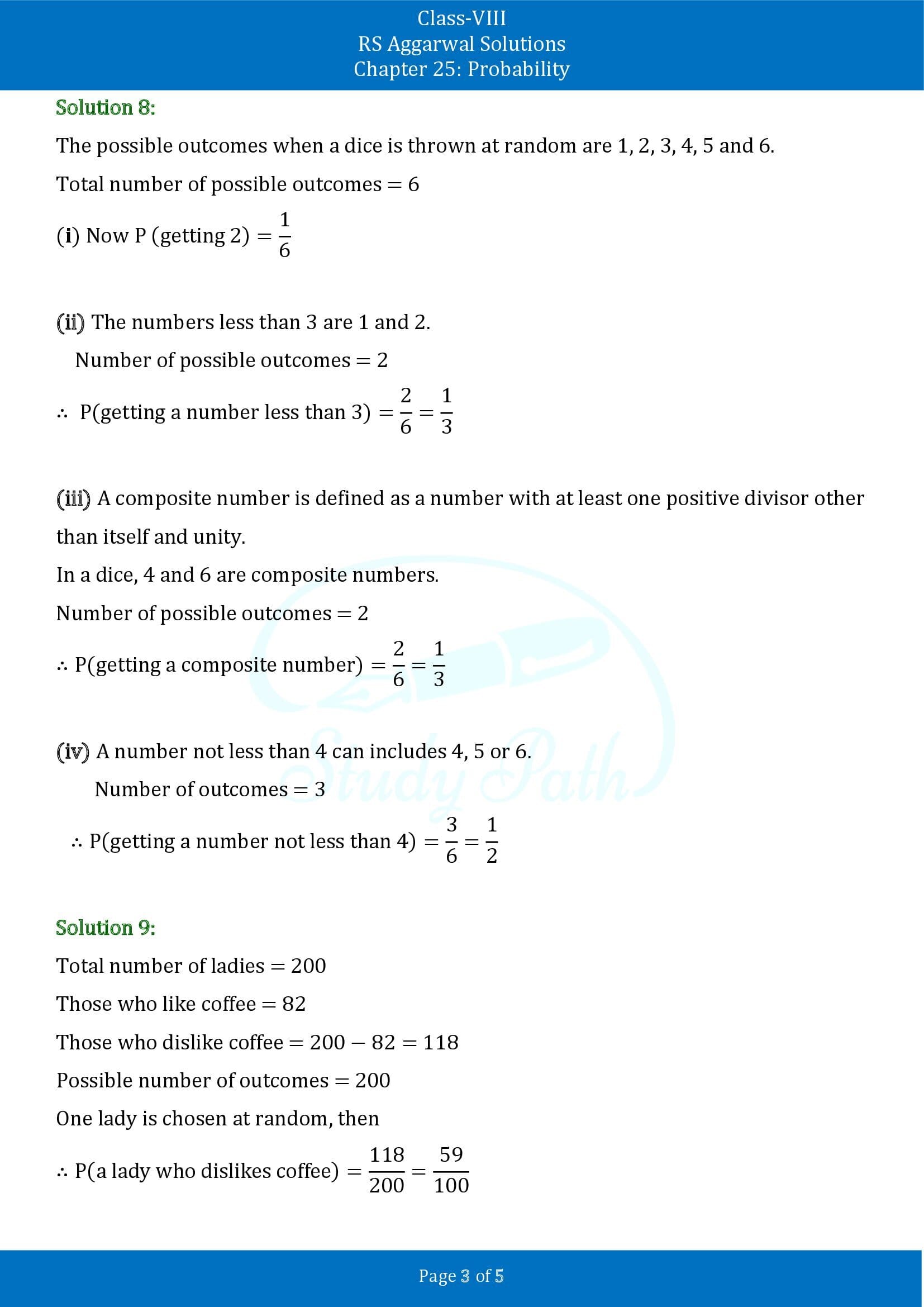 RS Aggarwal Solutions Class 8 Chapter 25 Probability Exercise 25A 00003