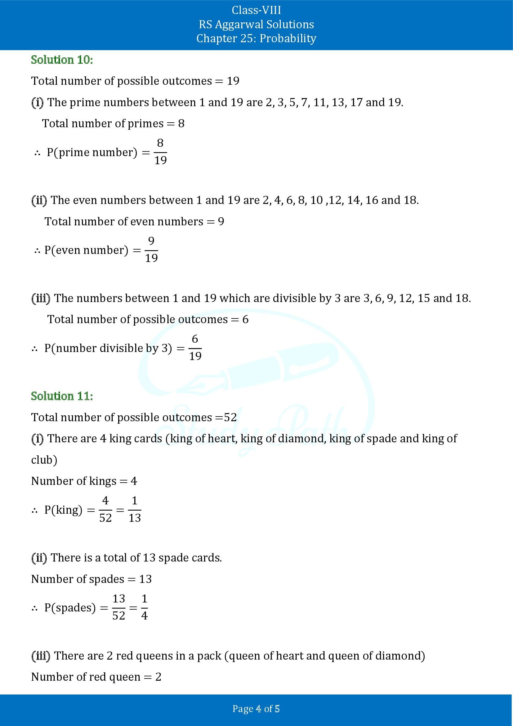 RS Aggarwal Solutions Class 8 Chapter 25 Probability Exercise 25A 00004