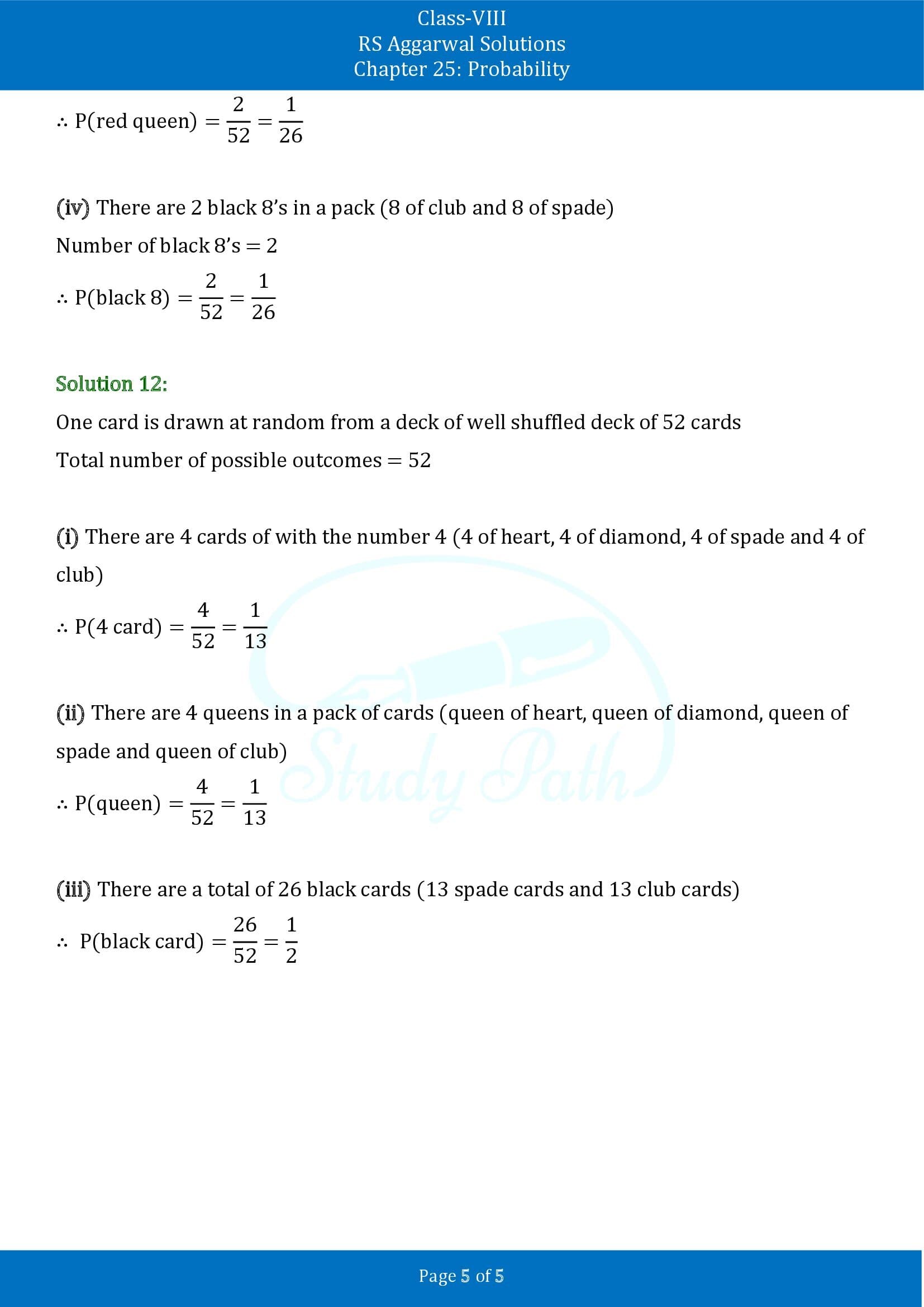 RS Aggarwal Solutions Class 8 Chapter 25 Probability Exercise 25A 00005