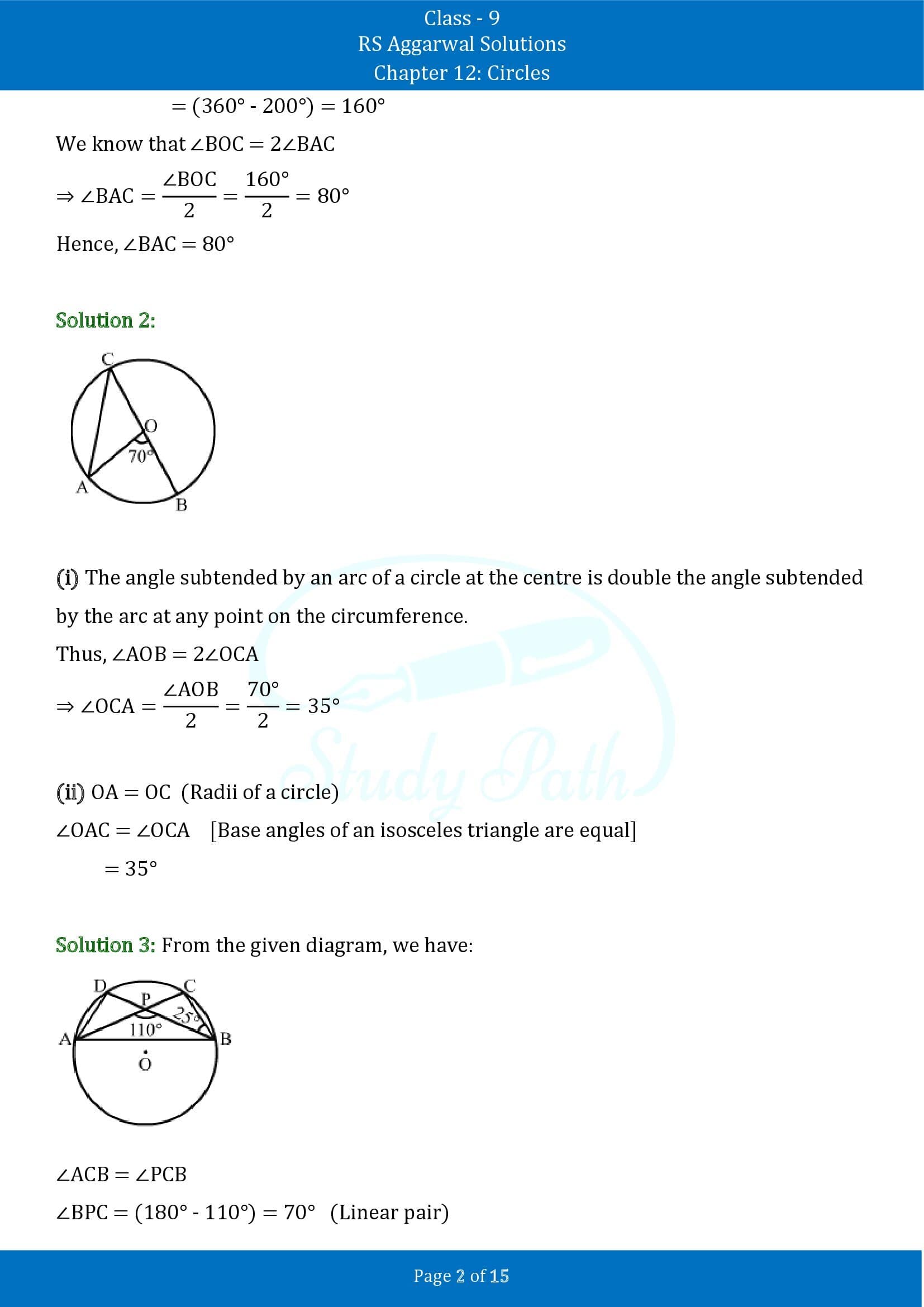 RS Aggarwal Solutions Class 9 Chapter 12 Circles Exercise 12B 00002