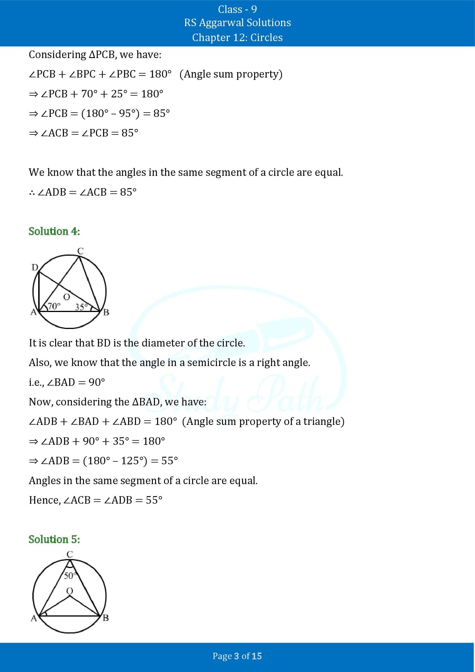 RS Aggarwal Solutions Class 9 Chapter 12 Circles Exercise 12B 00003