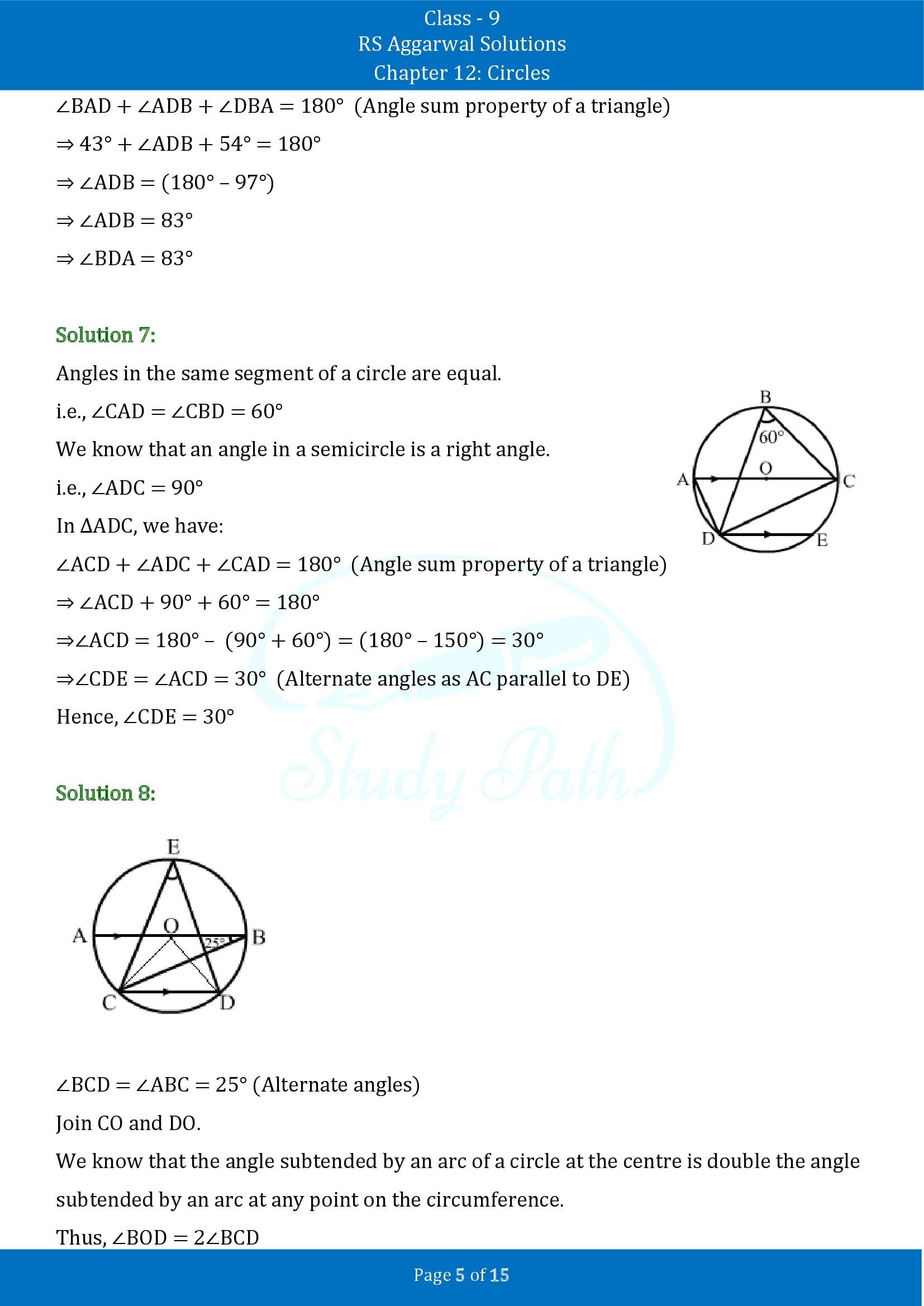 RS Aggarwal Solutions Class 9 Chapter 12 Circles Exercise 12B 00005