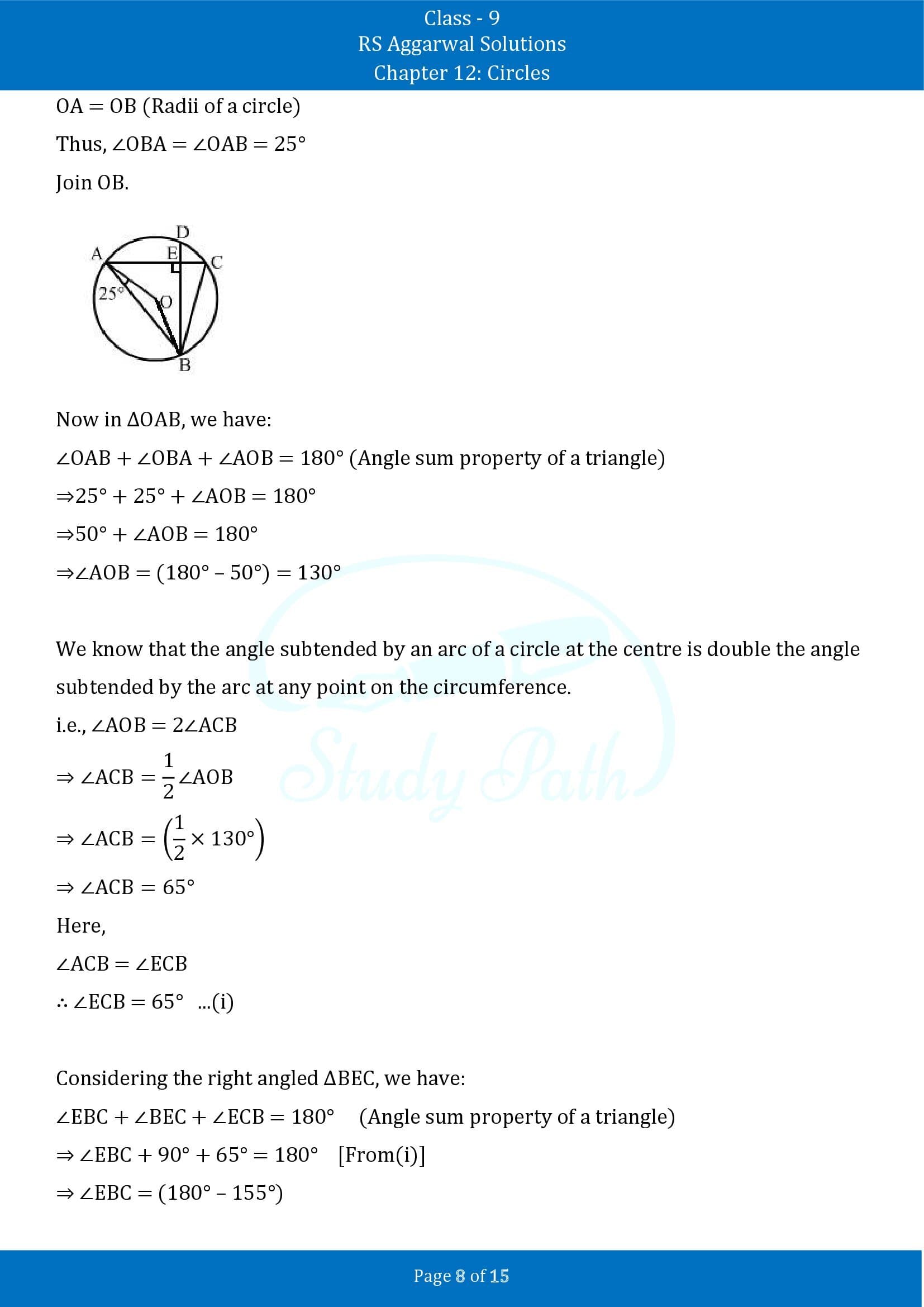 RS Aggarwal Solutions Class 9 Chapter 12 Circles Exercise 12B 00008