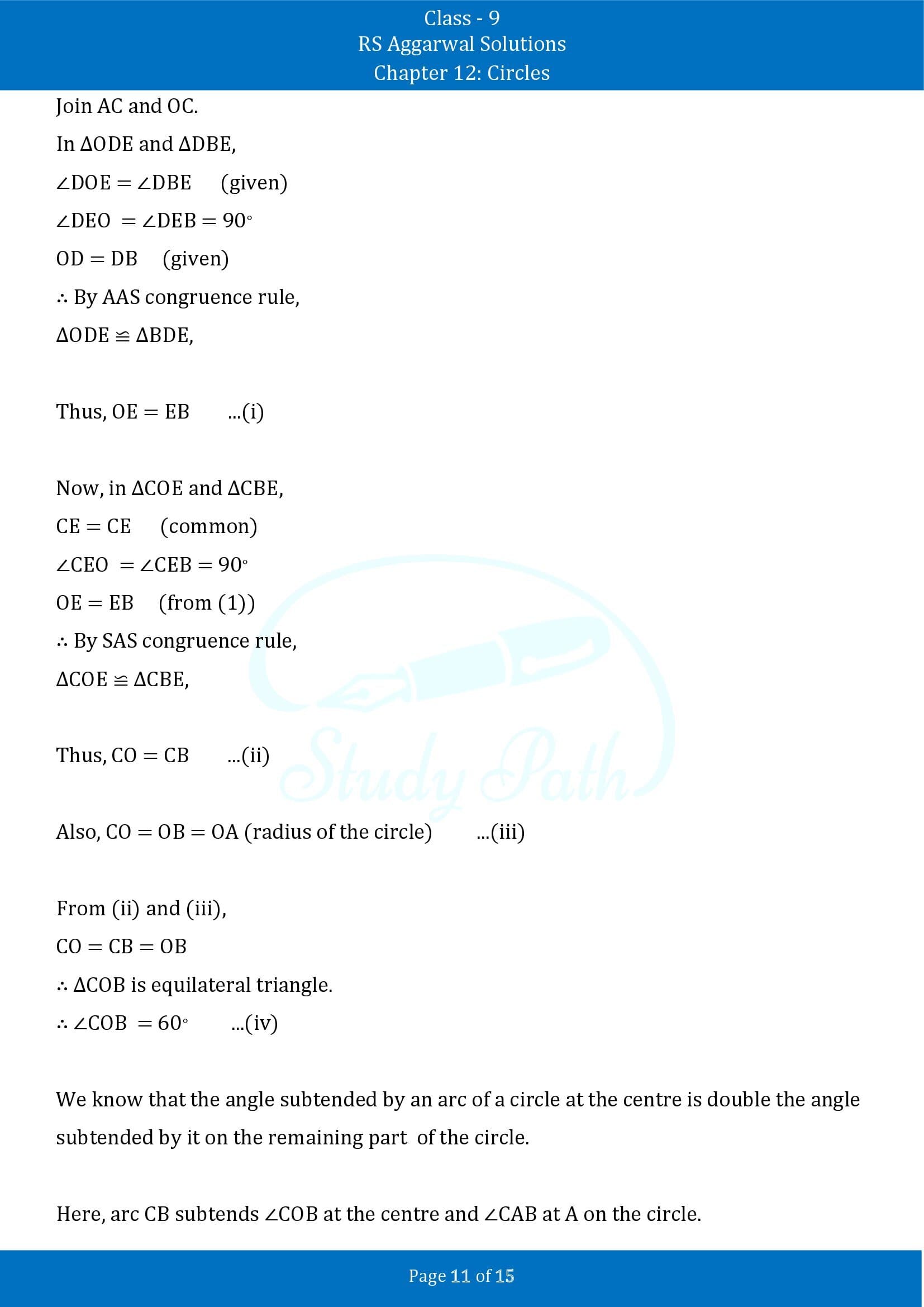 RS Aggarwal Solutions Class 9 Chapter 12 Circles Exercise 12B 00011