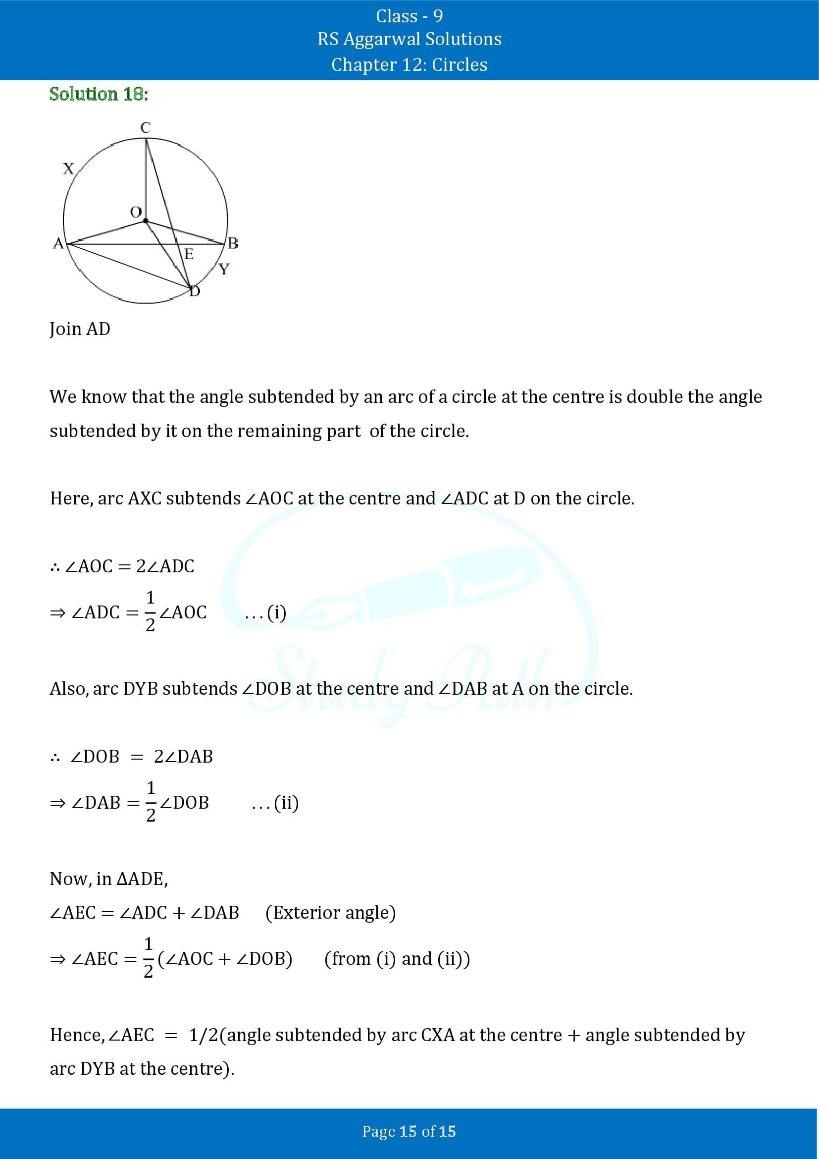 RS Aggarwal Solutions Class 9 Chapter 12 Circles Exercise 12B 00015