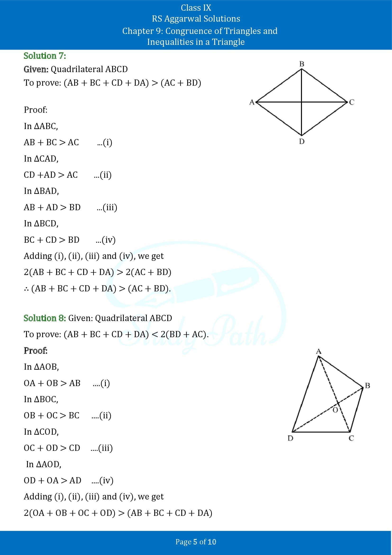 RS Aggarwal Solutions Class 9 Chapter 9 Congruence of Triangles and Inequalities in a Triangle Exercise 9B 00005