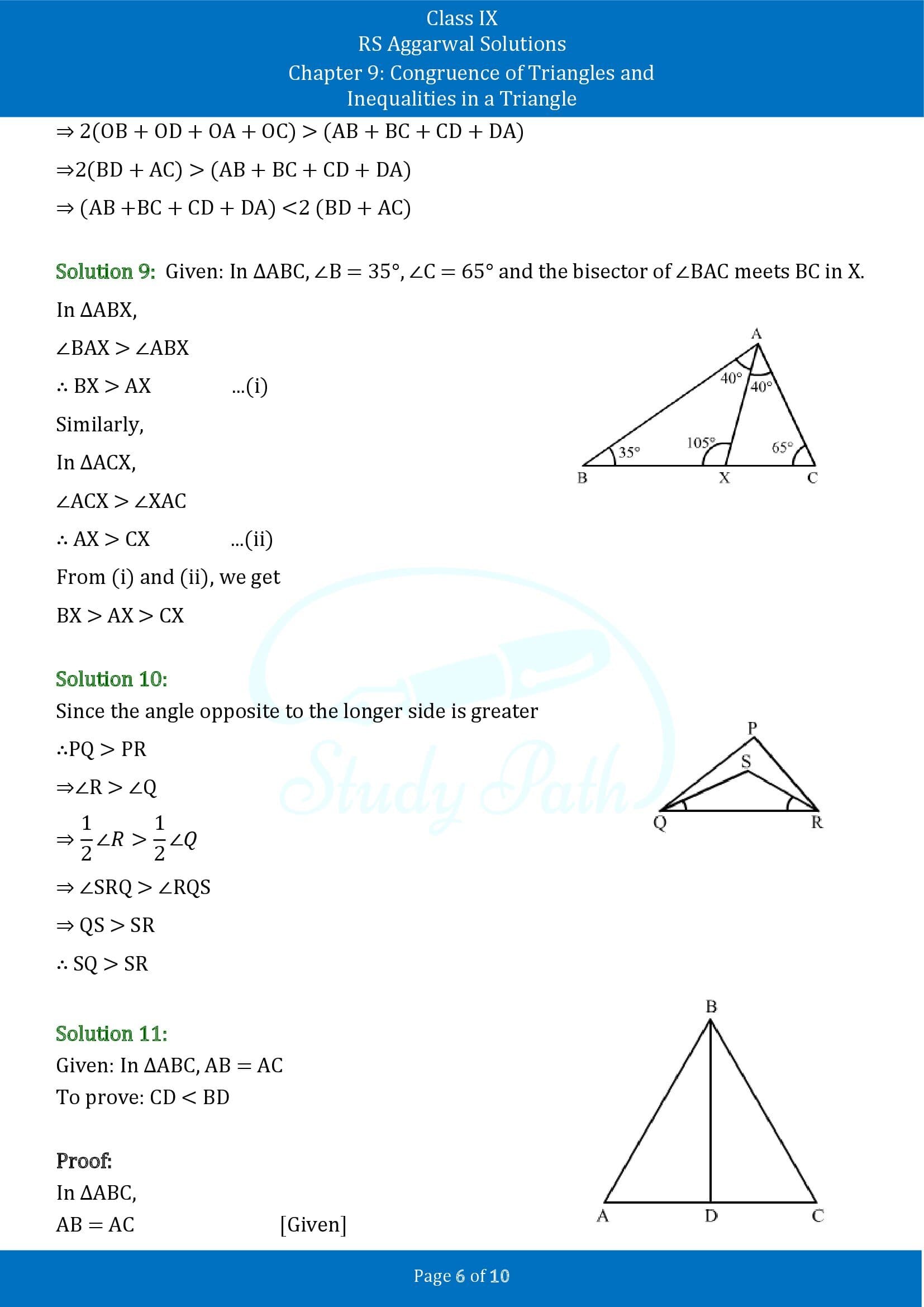 RS Aggarwal Solutions Class 9 Chapter 9 Congruence of Triangles and Inequalities in a Triangle Exercise 9B 00006