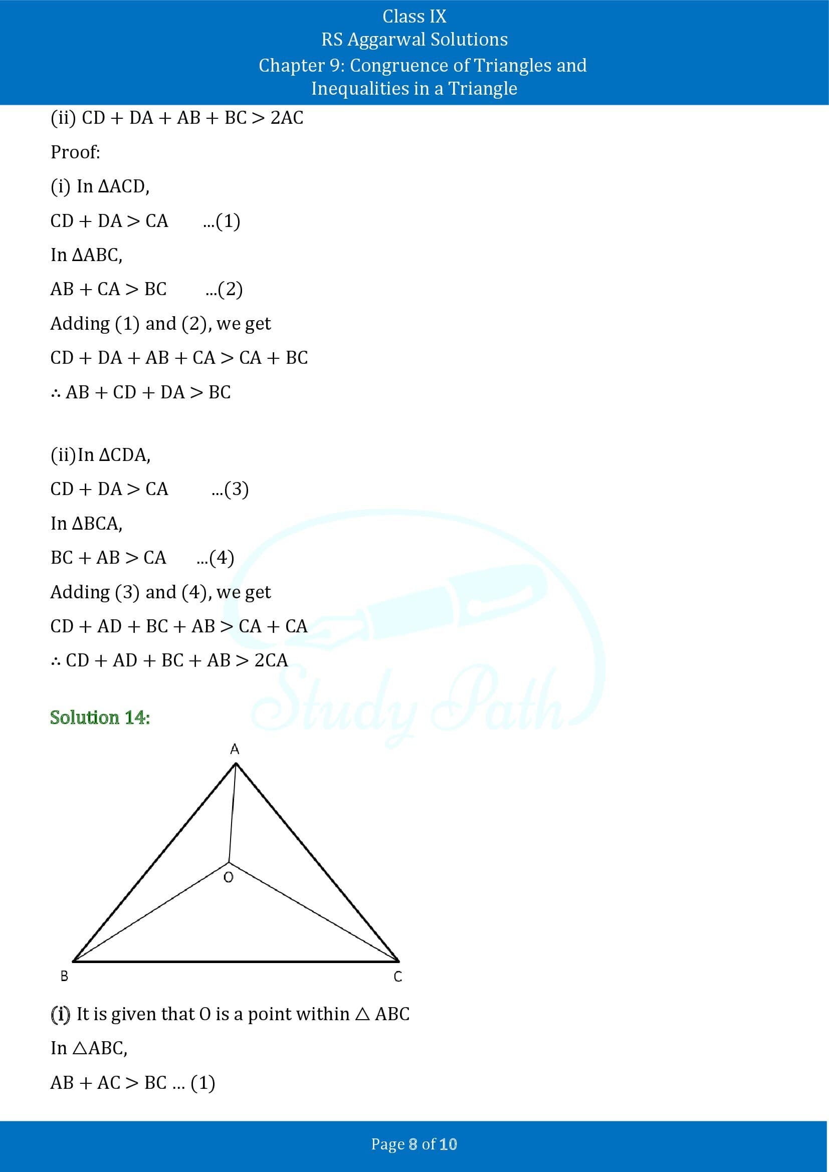 RS Aggarwal Solutions Class 9 Chapter 9 Congruence of Triangles and Inequalities in a Triangle Exercise 9B 00008