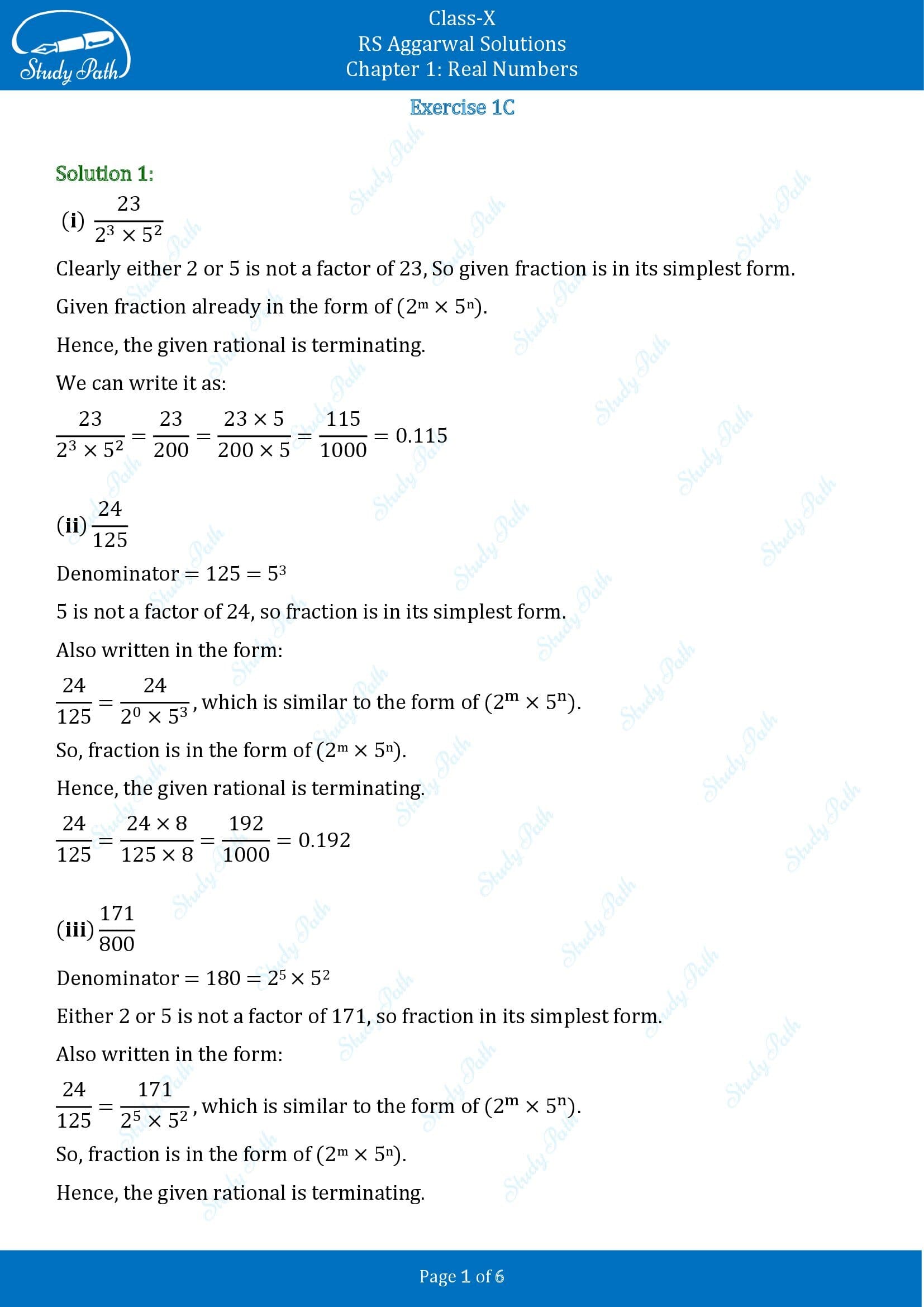 RS Aggarwal Solutions for Class 10 Chapter 1 Real Numbers Exercise 1C 00001