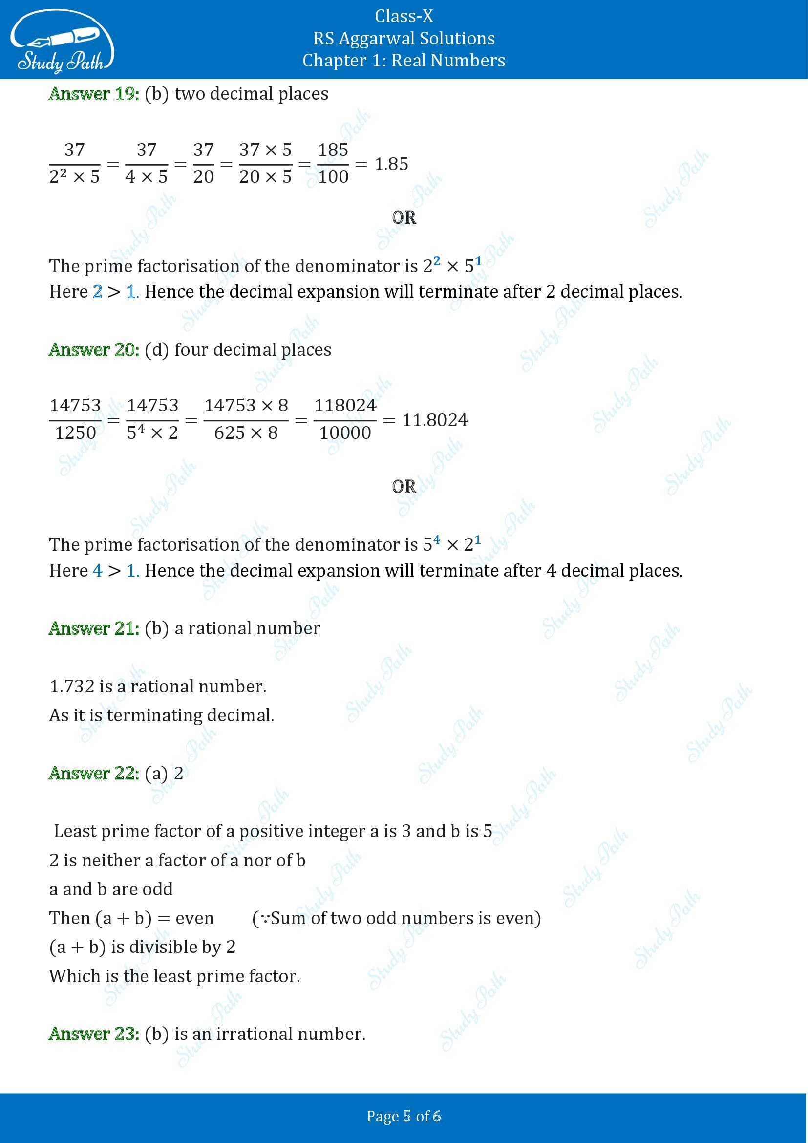 RS Aggarwal Solutions for Class 10 Chapter 1 Real Numbers Multiple Choice Questions 00005