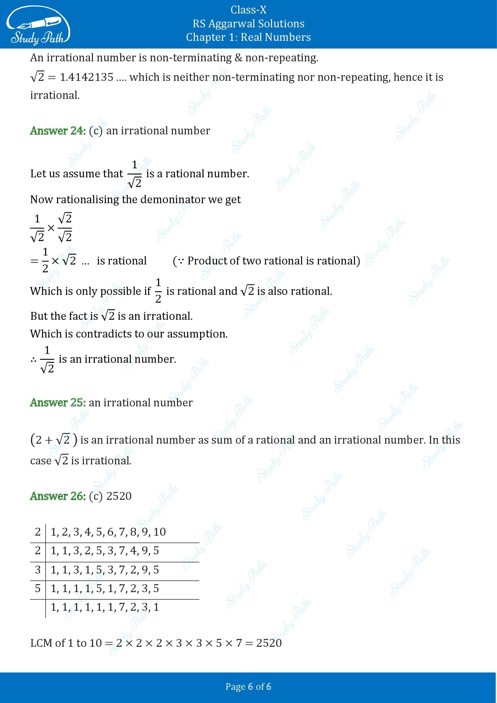 RS Aggarwal Solutions for Class 10 Chapter 1 Real Numbers Multiple Choice Questions 00006